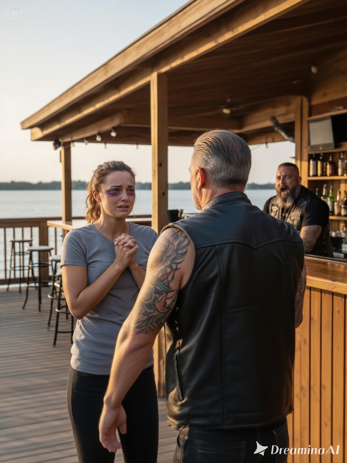 “She Begged the Biker to Hide Her — And His Next Decision Stunned the Entire Room.”