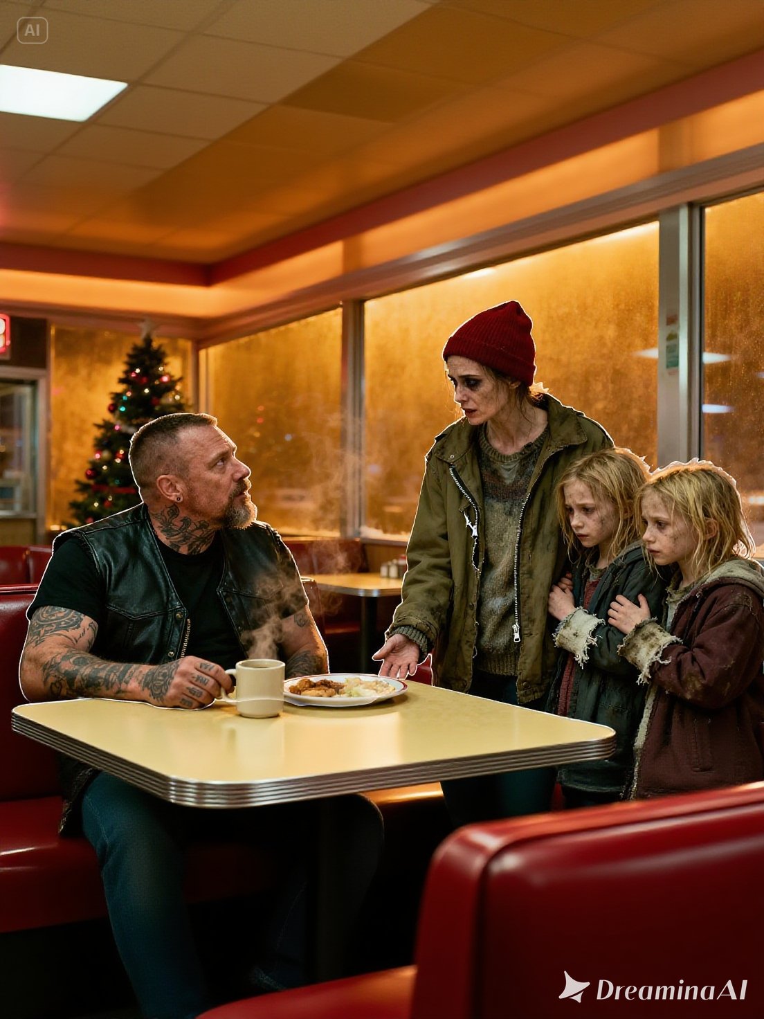 “Can My Daughters Eat Your Leftovers?” Whispered Freezing Mom to Biker — What He Discovered…