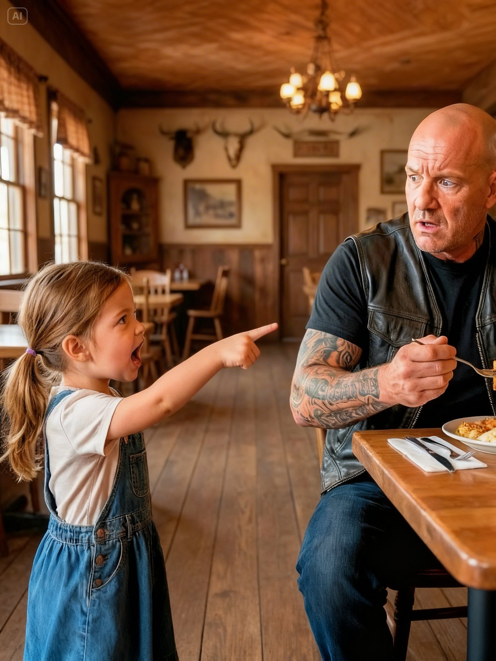 Little Girl Shouts “Don’t Eat That!” — Hells Angel Freezes When He Finds Out Why