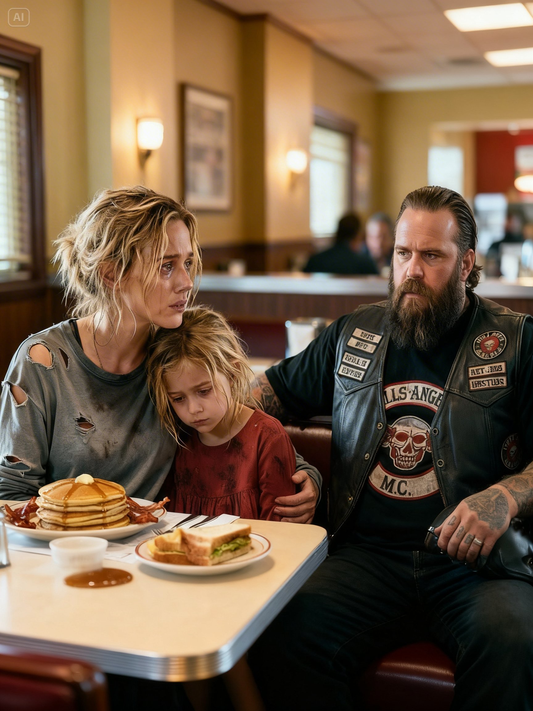 A Poor Mom and Her Daughter Ate With a Hells Angel — No One Expected This Ending…