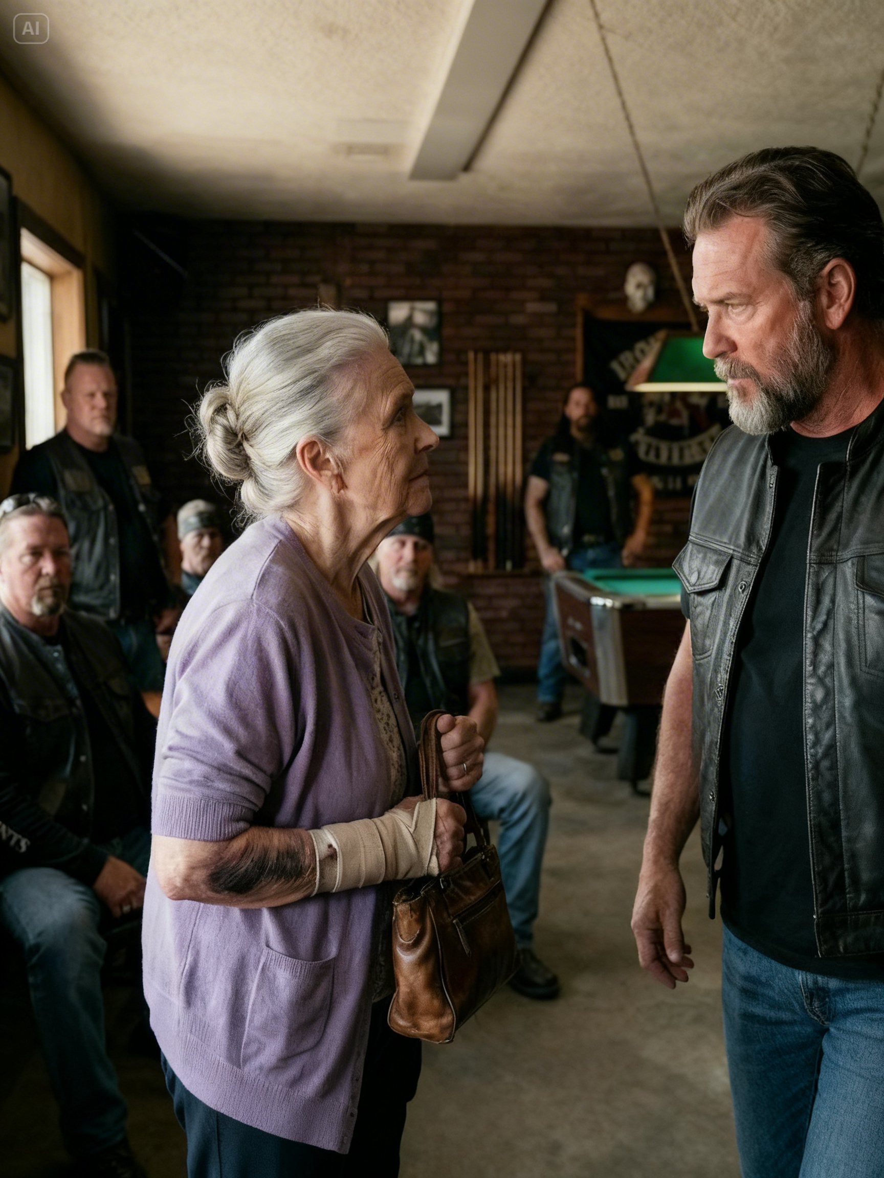 Old Lady With Bruised Arm Asked Bikers ‘Can I Work Here?’ — The Truth Left The Hell Angels Shattered