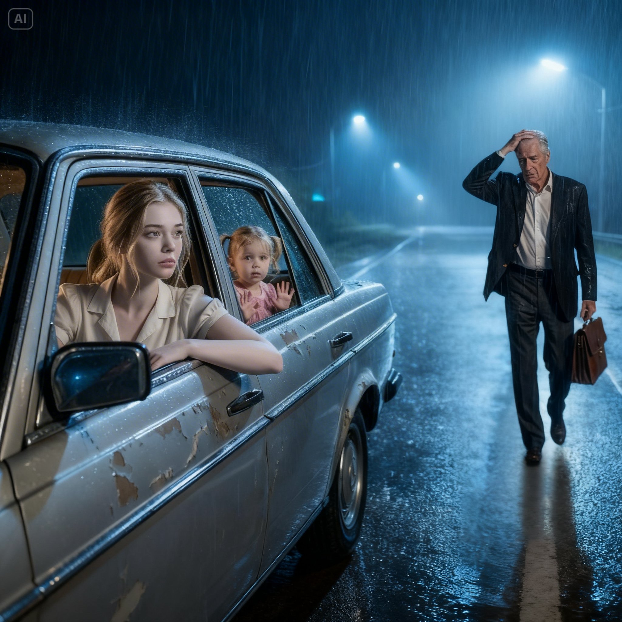 “Get In, Let Me Take Your Home” – Single Mom Helps an Old Man Walk in the Rain, The Next Day, His Heiress Son Came
