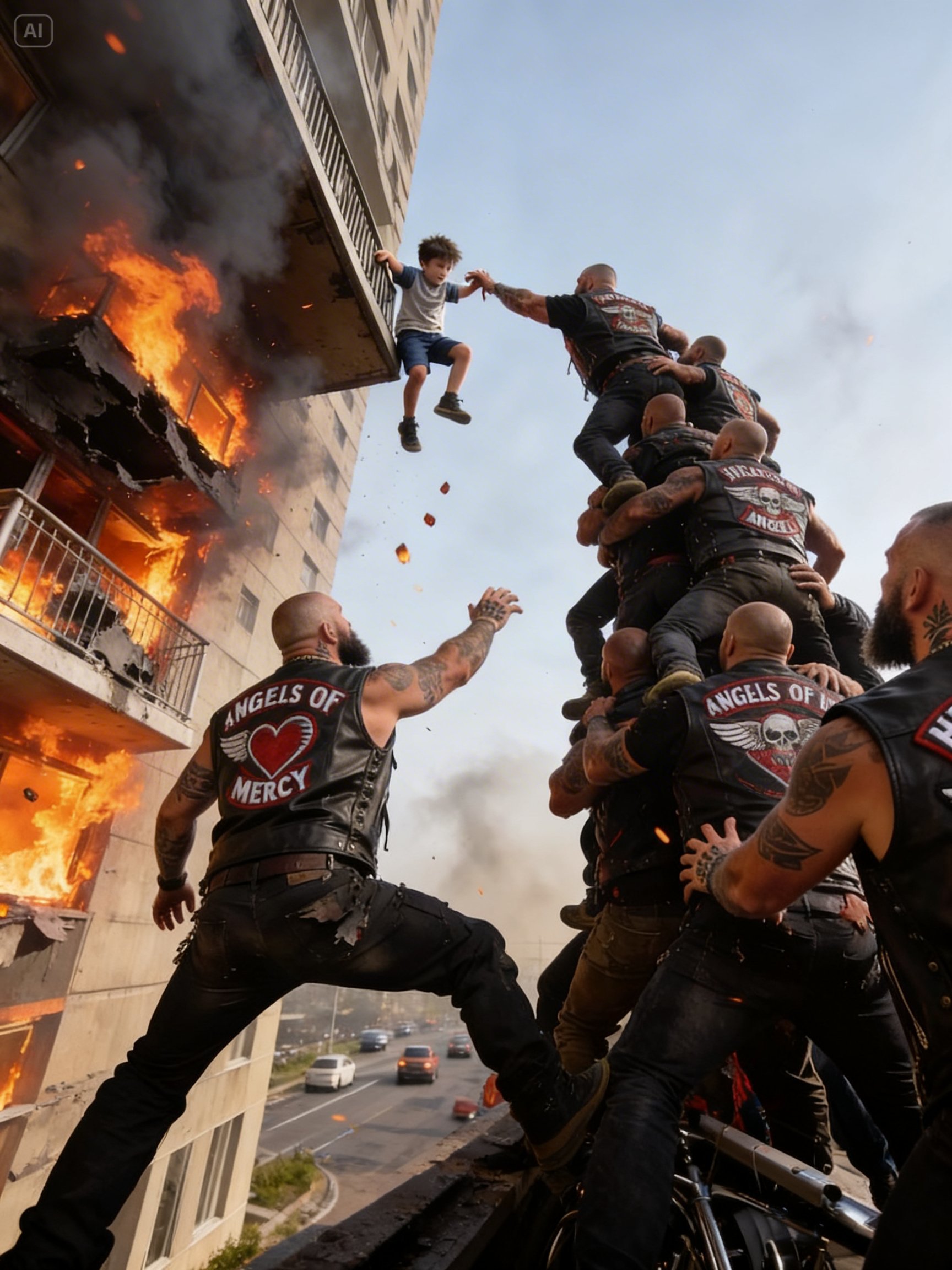 I FORMED A HUMAN LADDER WITH HELLS ANGELS TO PULL A BOY OUT OF A BURNING HOUSE