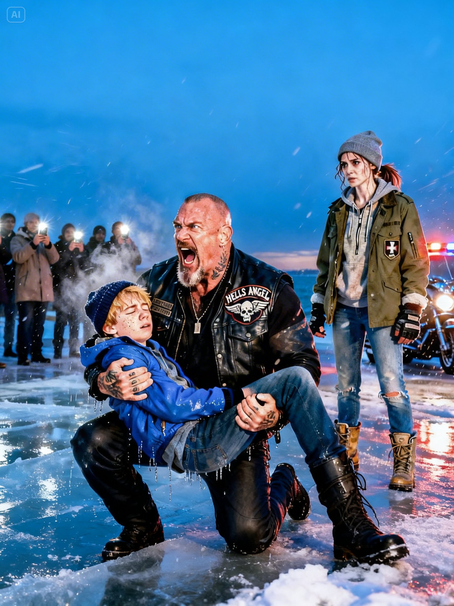 40 PEOPLE FILMED A BOY DYING IN THE ICE – ONLY THE HOMELESS GIRL MOVED, AND 97 BIKERS CHANGED EVERYTHING