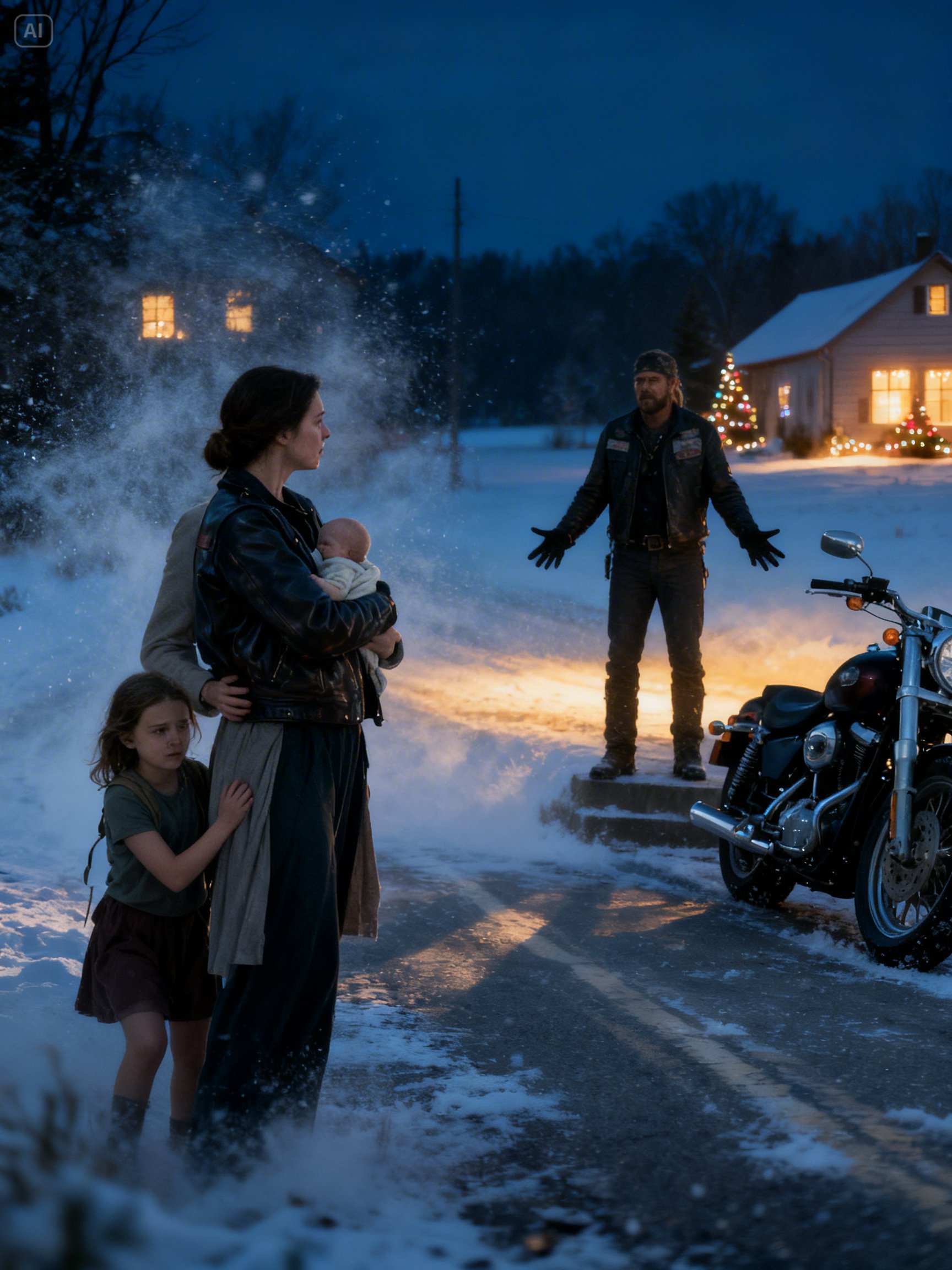 I FLED MY VIOLENT HUSBAND ON CHRISTMAS EVE WITH MY CHILDREN – THEN A HELLS ANGEL FOUND US IN THE SNOW