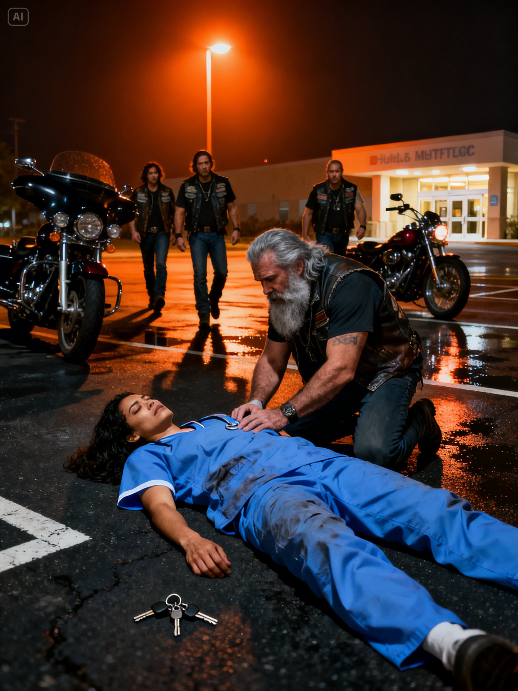 THE NURSE HIT THE ASPHALT AFTER A 16-HOUR SHIFT – THEN THE BIKERS DID WHAT NO ONE INSIDE THE HOSPITAL WOULD DO