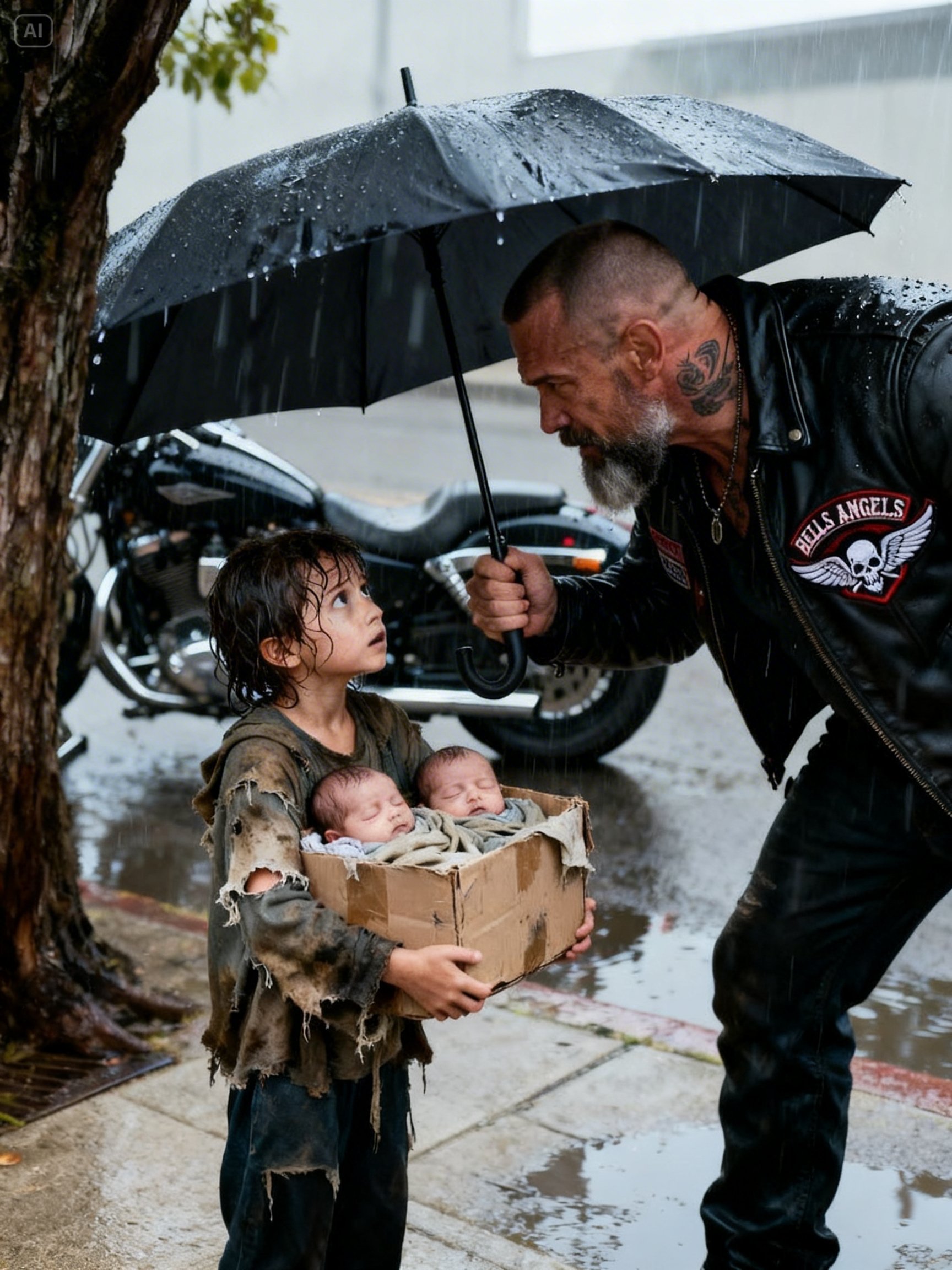A LITTLE BOY BEGGED A HELL’S ANGEL TO SAVE HIS TWIN SISTERS – WHAT HAPPENED NEXT SHOCKED EVERYONE