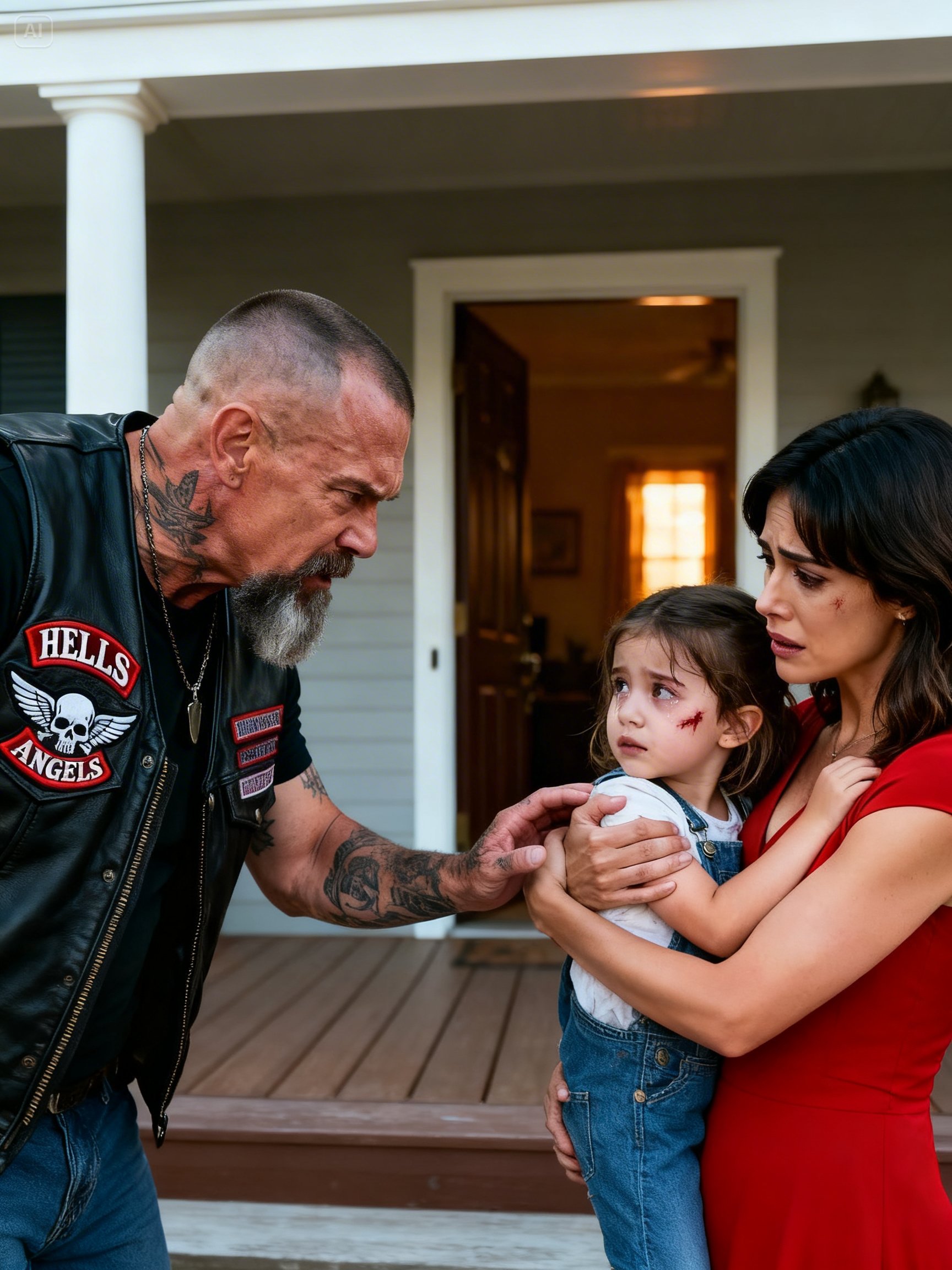 “HE BEATS US,” THE LITTLE GIRL TOLD A HELLS ANGEL – BY MORNING, 100 BIKERS SURROUNDED HER HOUSE