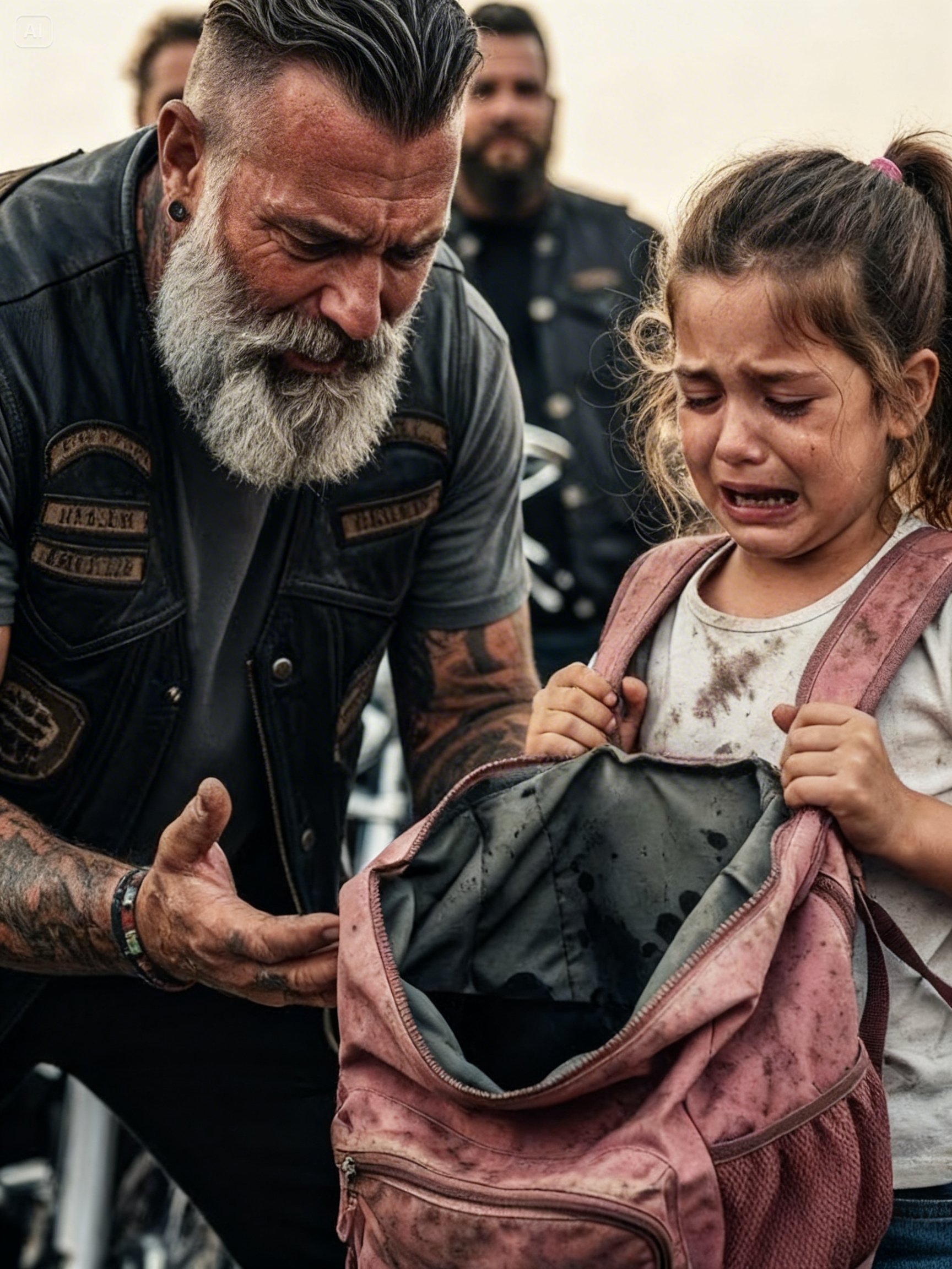 A LITTLE GIRL SCREAMED AND 80 BIKERS FROZE – THEN HER PURPLE BACKPACK EXPOSED THE MONSTER CHASING HER