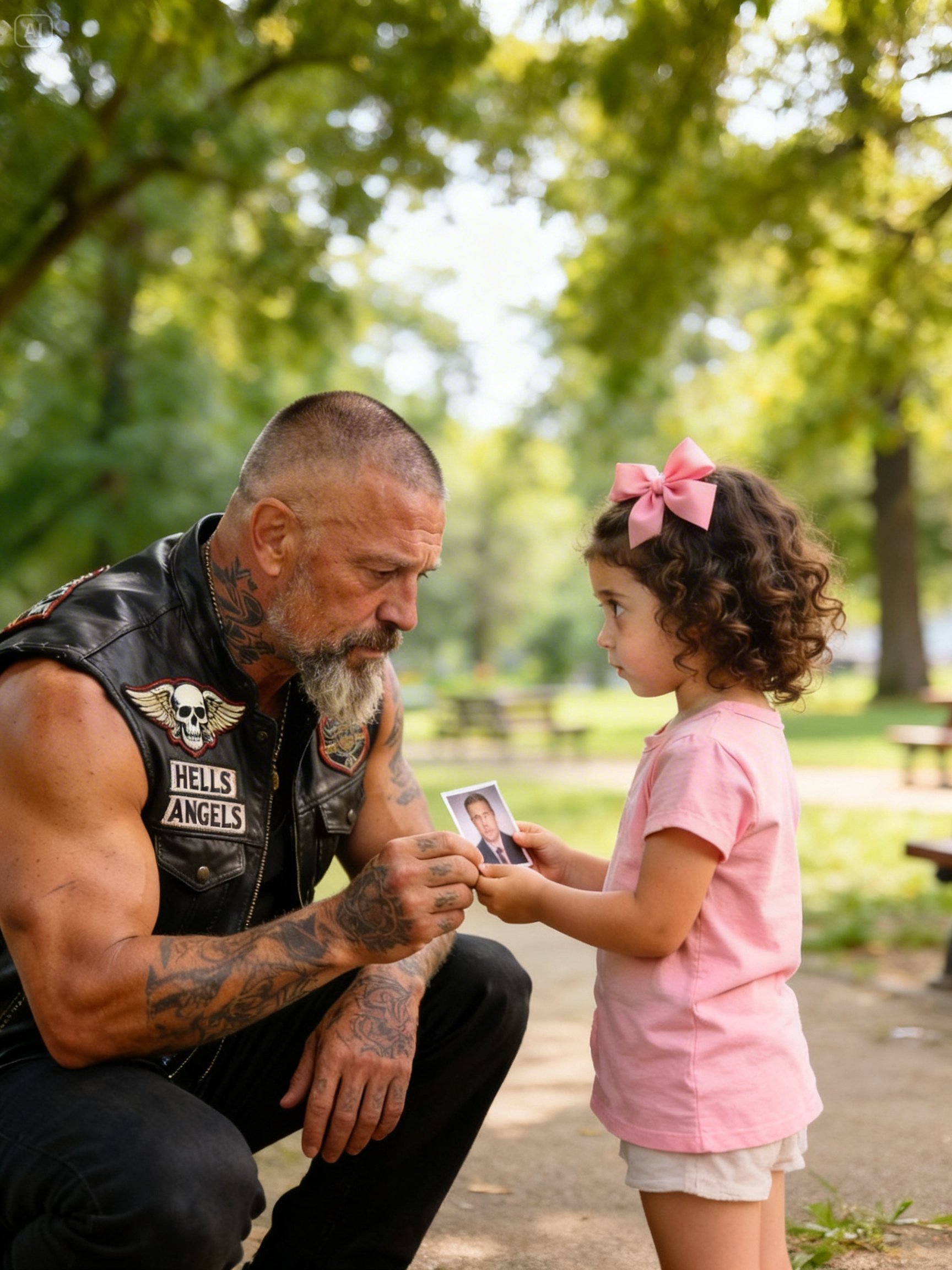 “SHE ONLY WANTED TO SEE HER FATHER – BUT THE HELL’S ANGEL TURNED PALE THE SECOND HE SAW THE PHOTO”