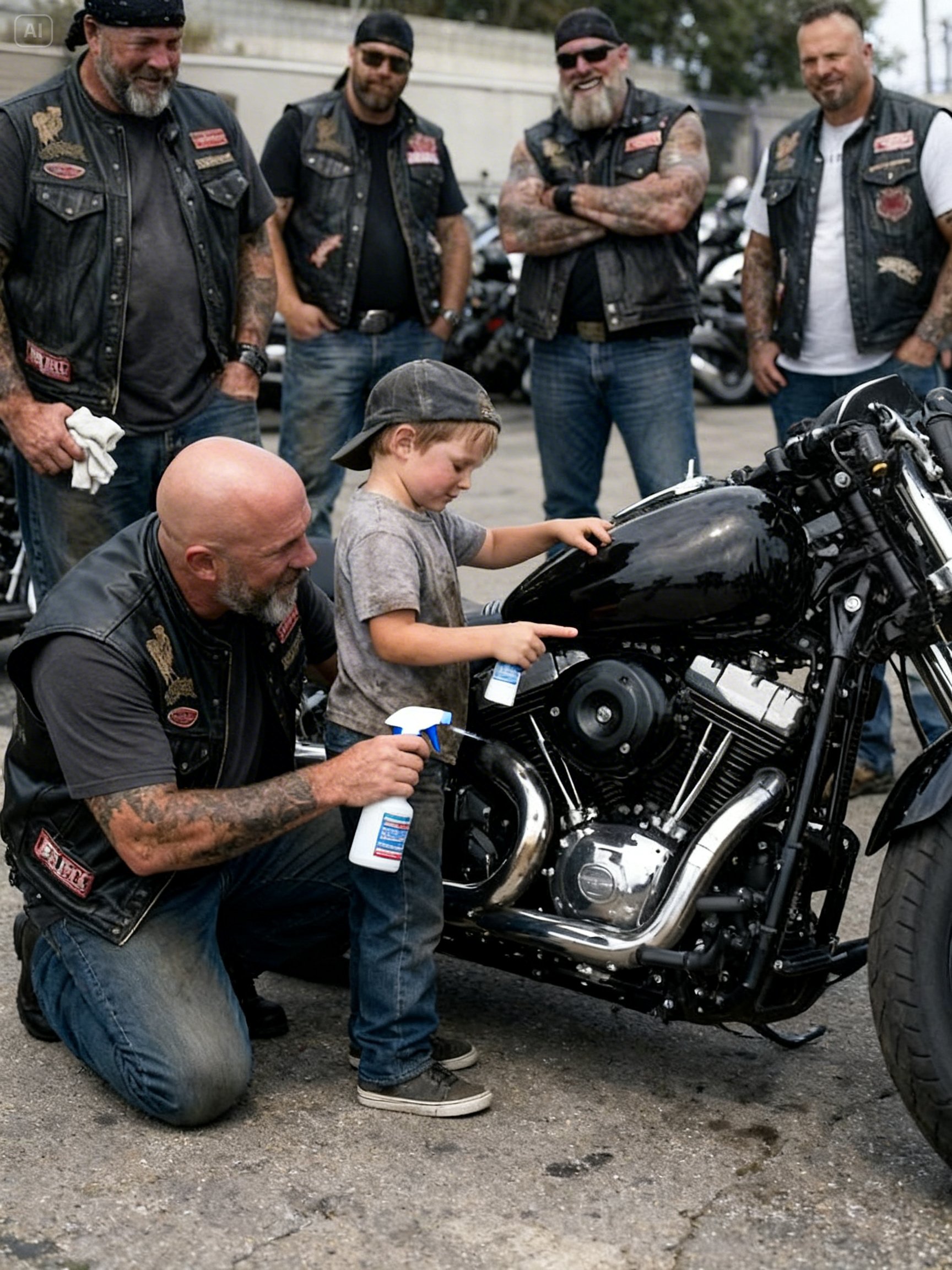 A LITTLE BOY CLEANED A BIKER’S FILTHY MOTORCYCLE – THE NEXT DAY 200 ENGINES SHOOK HIS STREET