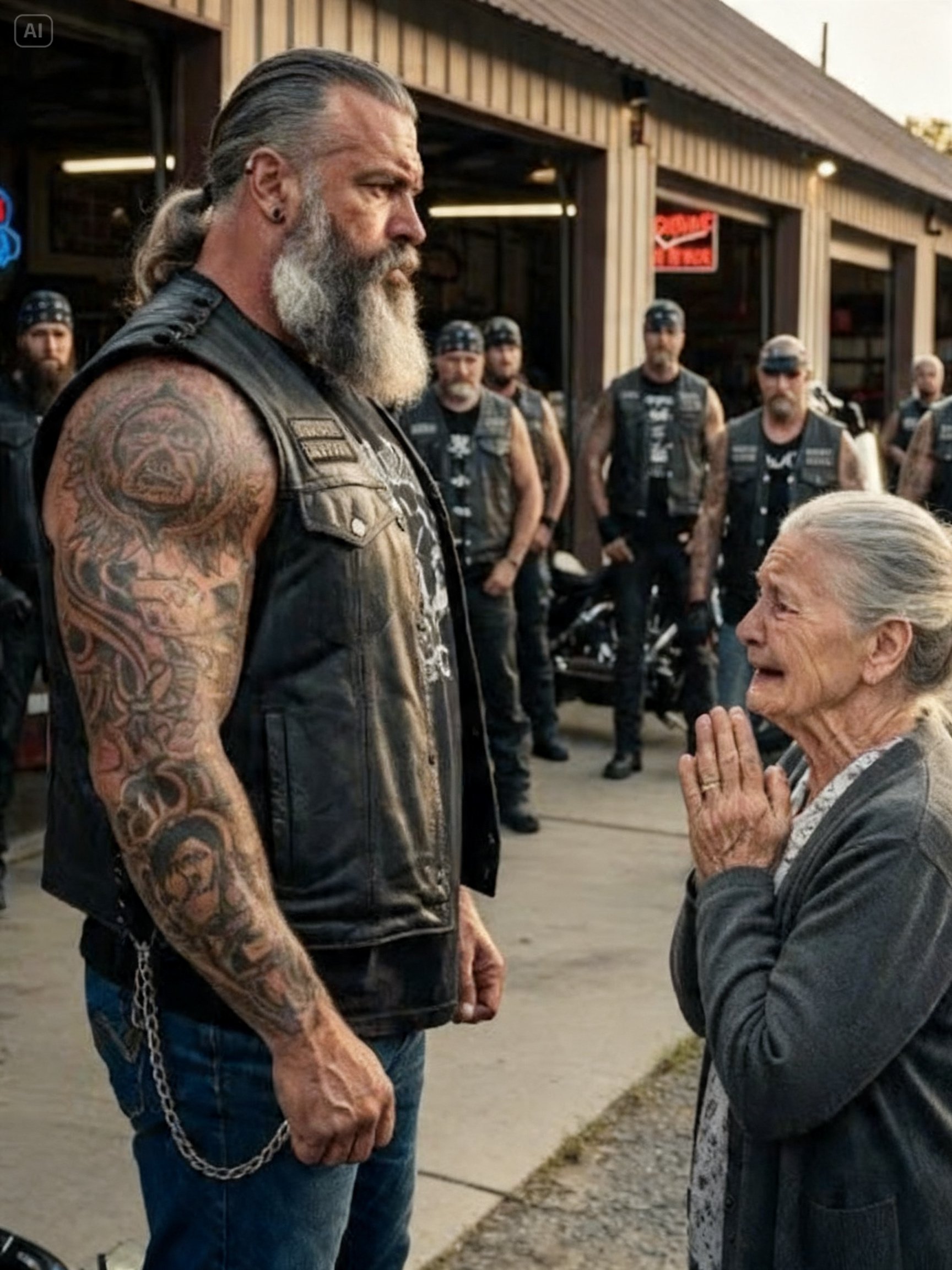 AN OLD WOMAN ASKED THE MOST FEARED HELL’S ANGEL FOR HELP – WHAT HE DID NEXT LEFT EVERYONE STUNNED