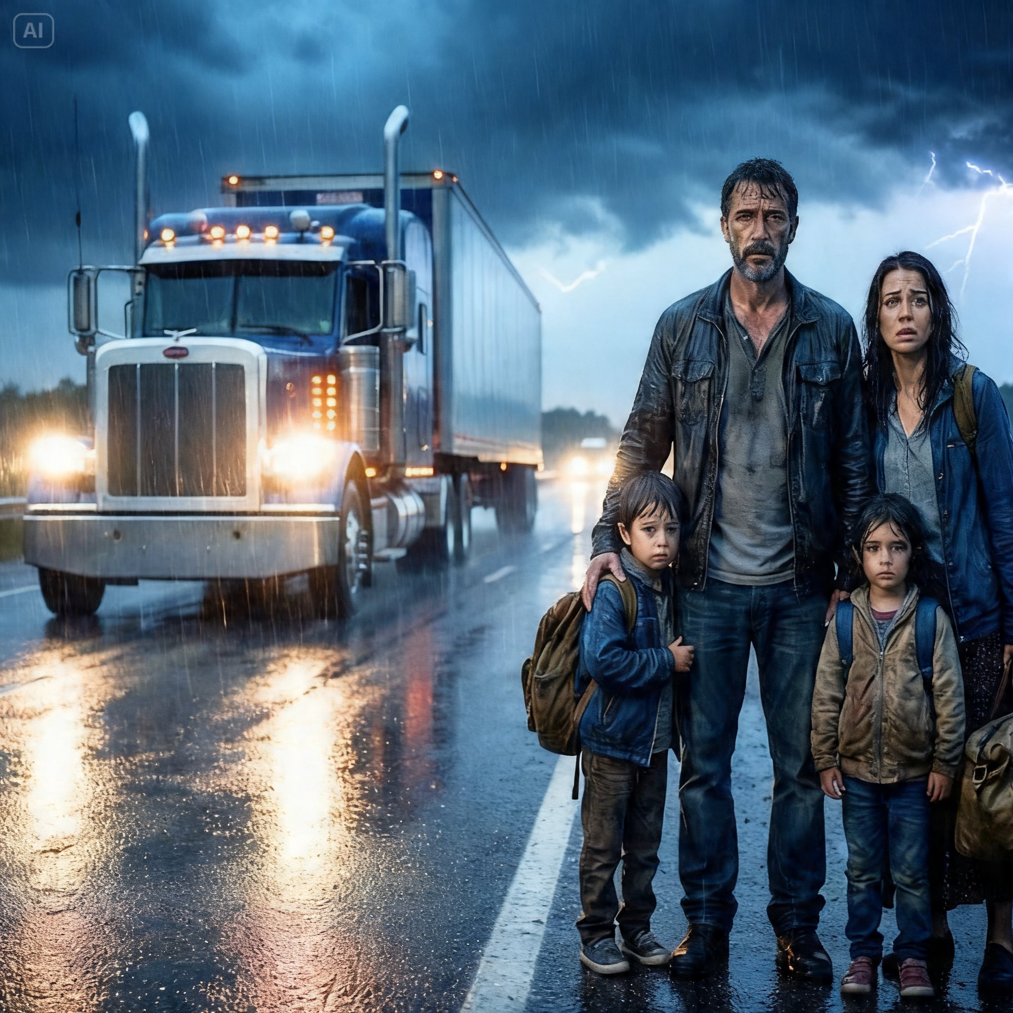 A Truck Driver Saw a Family Walking in the Rain — One Decision Changed Their Lives