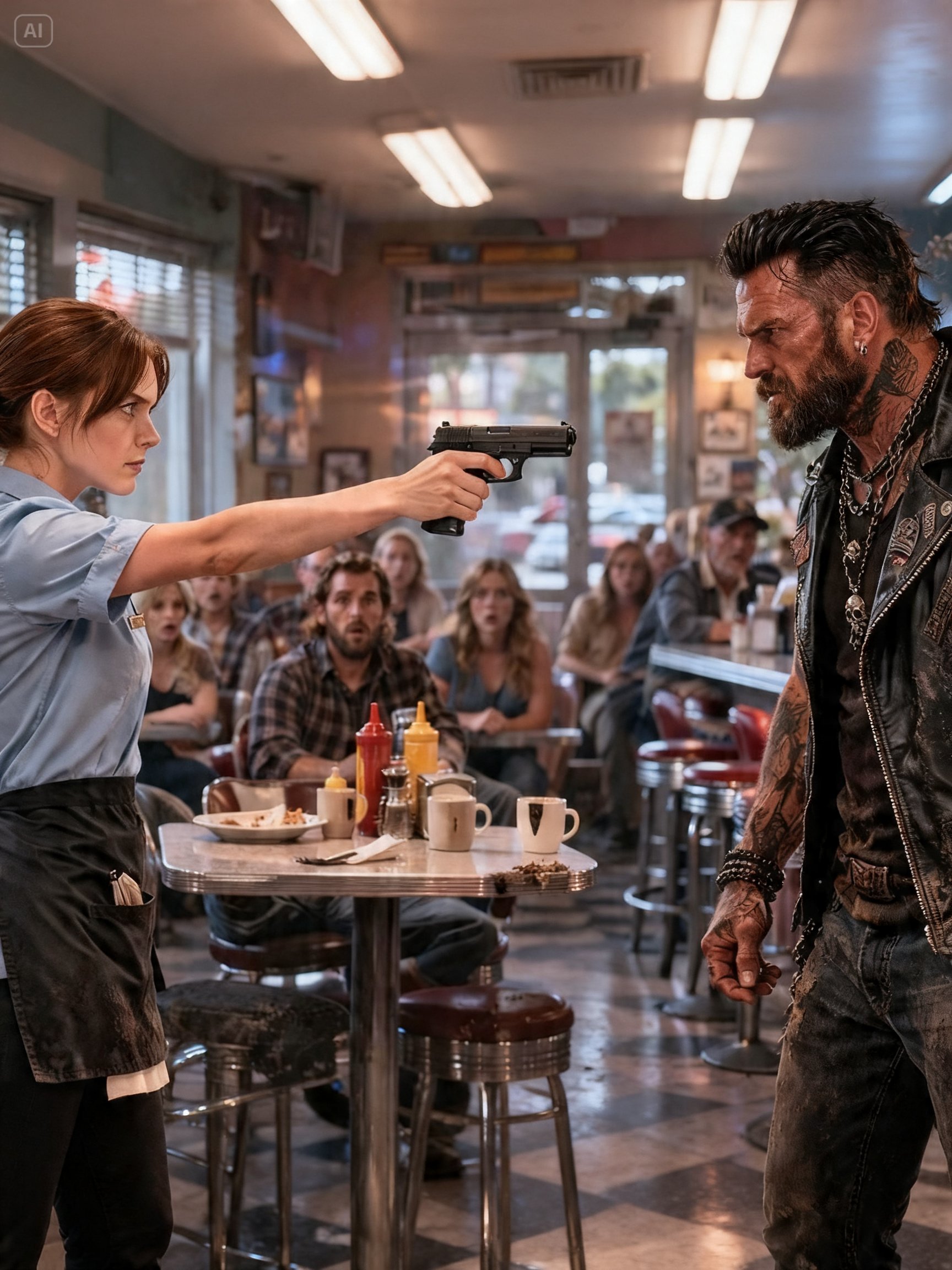 “A POOR WAITRESS WARNED THE HELLS ANGELS BOSS TO STOP SHOUTING – HIS NEXT MOVE LEFT THE ENTIRE DINER SPEECHLESS”