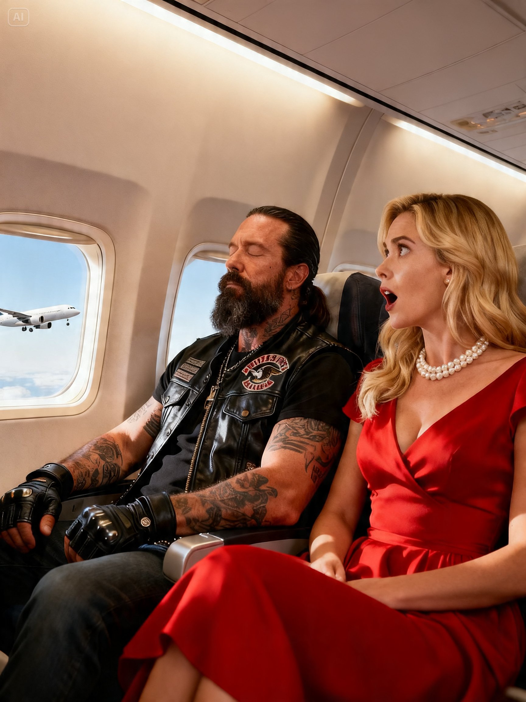 THEY SAW A TATTOOED BIKER IN 8A – THEN THE CAPTAIN ASKED FOR THE ONLY MAN WHO COULD SAVE THEM