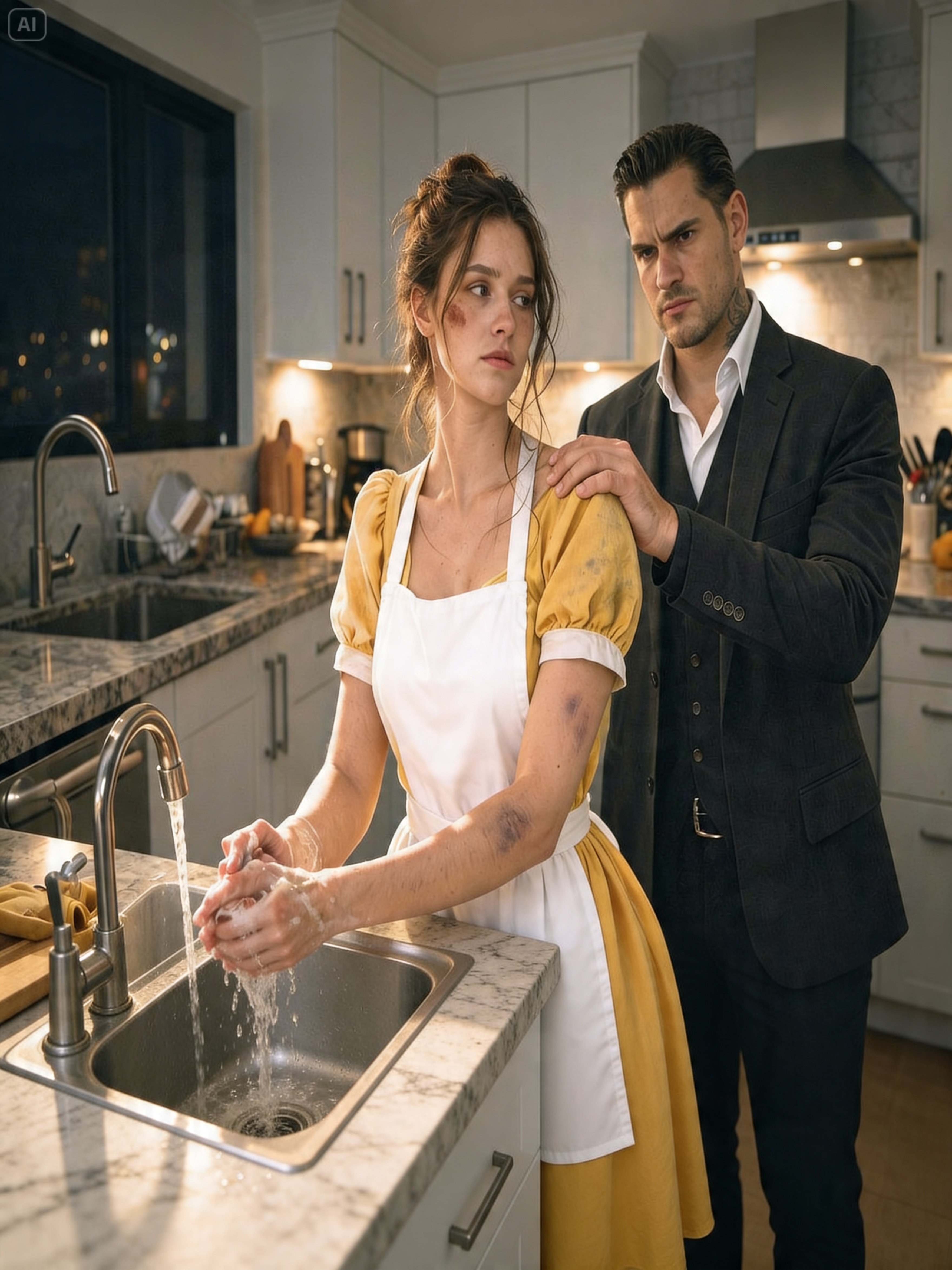 The Maid Was Crying in the Mafia Boss’s Kitchen… Then He Locked the Door and Asked Who Hurt Her