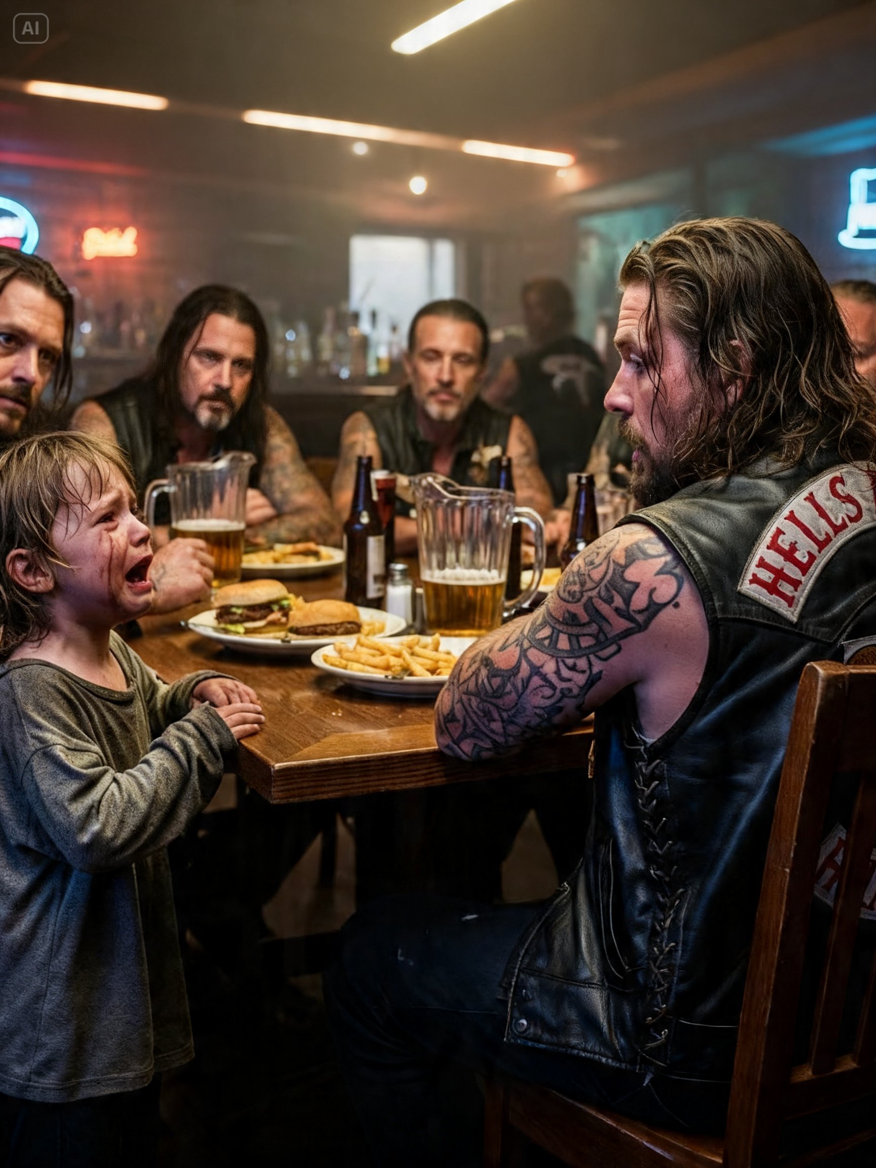 A HUNGRY BOY CONFESSED HE HADN’T EATEN SINCE TUESDAY – WHAT THE BIKERS DID NEXT SHOCKED THE ENTIRE DINER