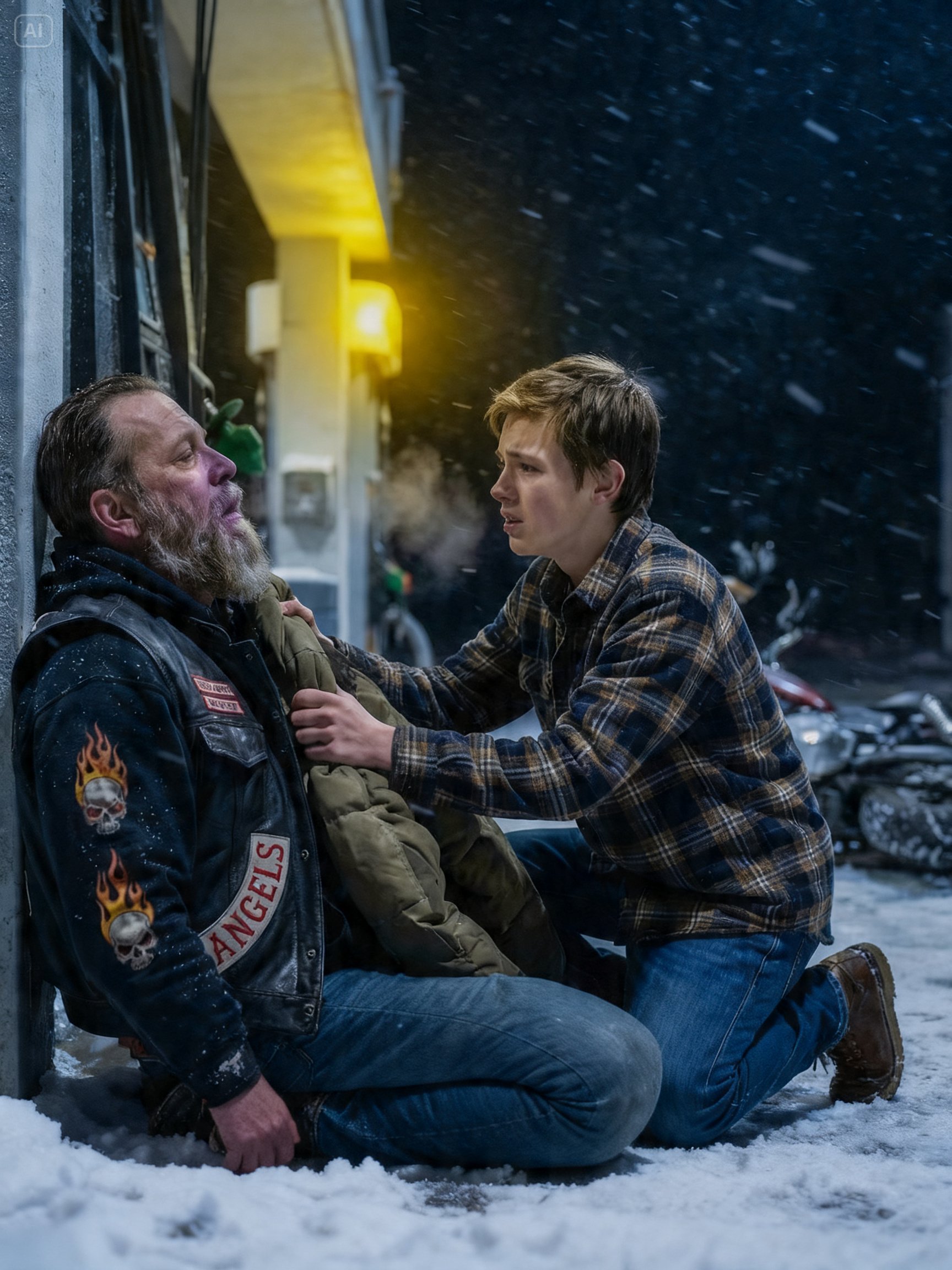 A TEEN GAVE HIS LAST WINTER JACKET TO A FREEZING BIKER – BY MORNING 100 HELLS ANGELS WERE AT HIS HOUSE