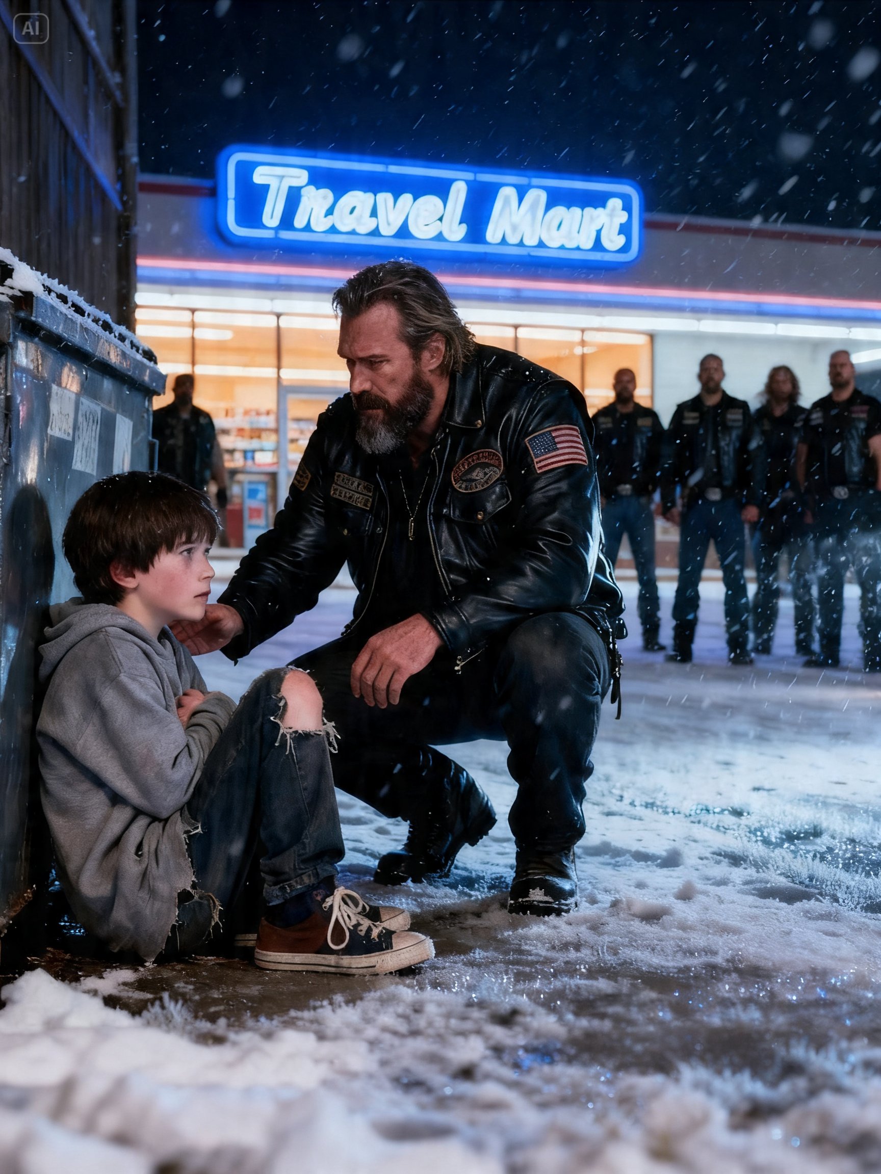 HE FOUND A LITTLE BOY FROZEN BEHIND A DUMPSTER – WHAT 180 HELLS ANGELS DID TO THE UNCLE SHOCKED THE WHOLE TOWN