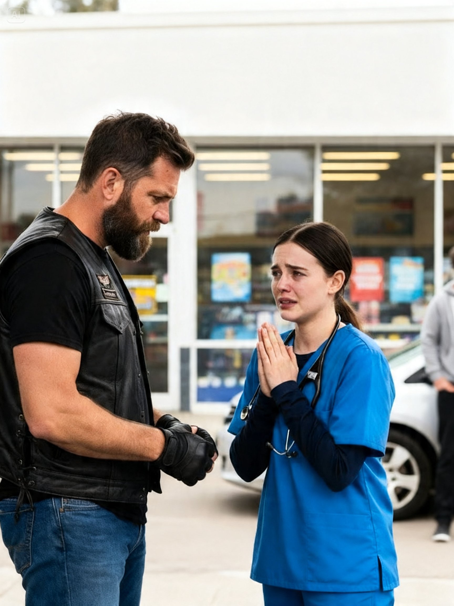 SHE RAN TO A HELLS ANGEL AND CRIED, “HE’S BEEN STALKING ME SINCE I LEFT WORK” – THE TRUTH SHOCKED EVERYONE