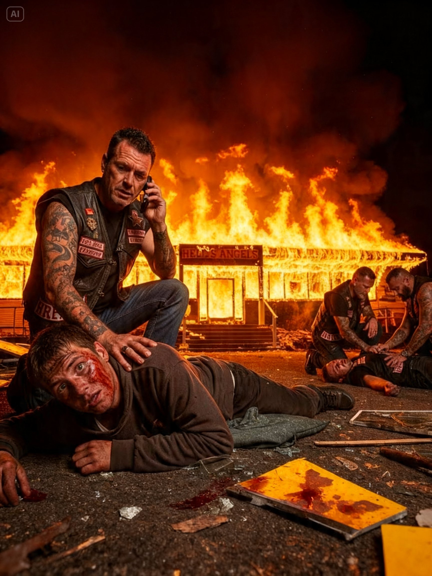 A HOMELESS BOY DRAGGED A HELL’S ANGEL OUT OF A BURNING CLUBHOUSE – THEN 50 BIKERS TRACKED HIM DOWN