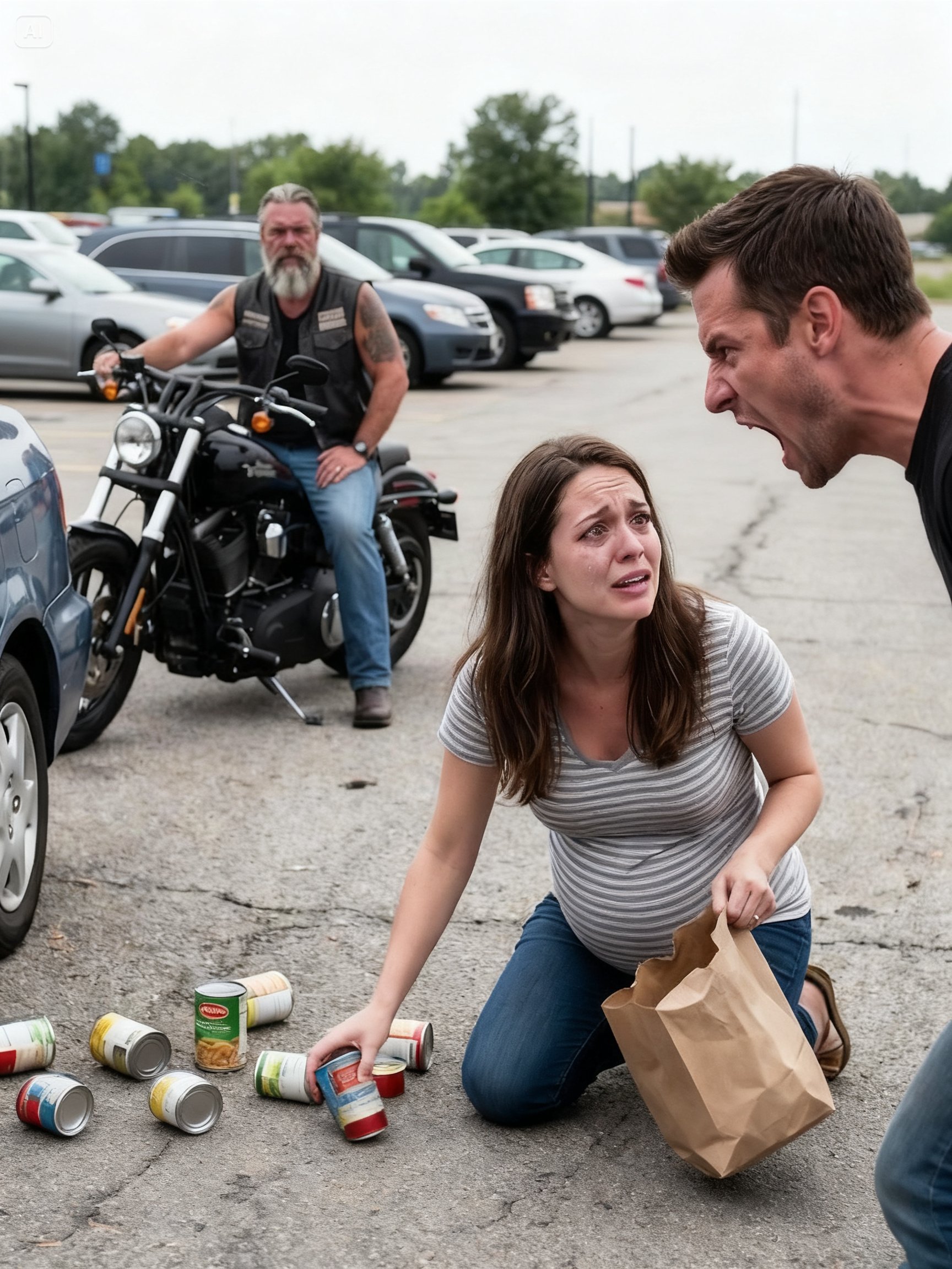I WAS 7 MONTHS PREGNANT WHEN MY HUSBAND HUMILIATED ME IN A PARKING LOT – THEN A BIKER DID THE ONE THING NO ONE ELSE DARED