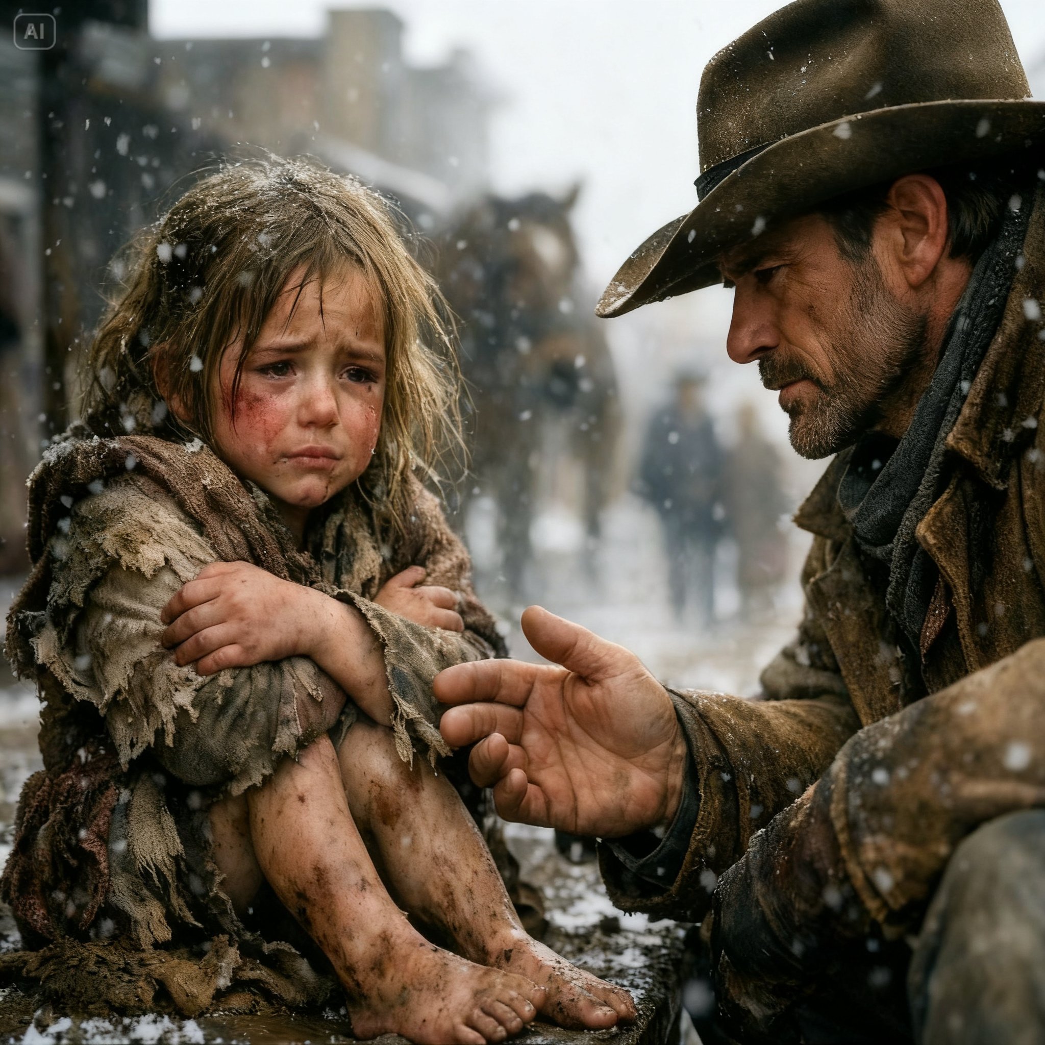 The Town Tossed the Bruised Orphan in the Mud — The Quiet Rancher Stepped Off His Horse