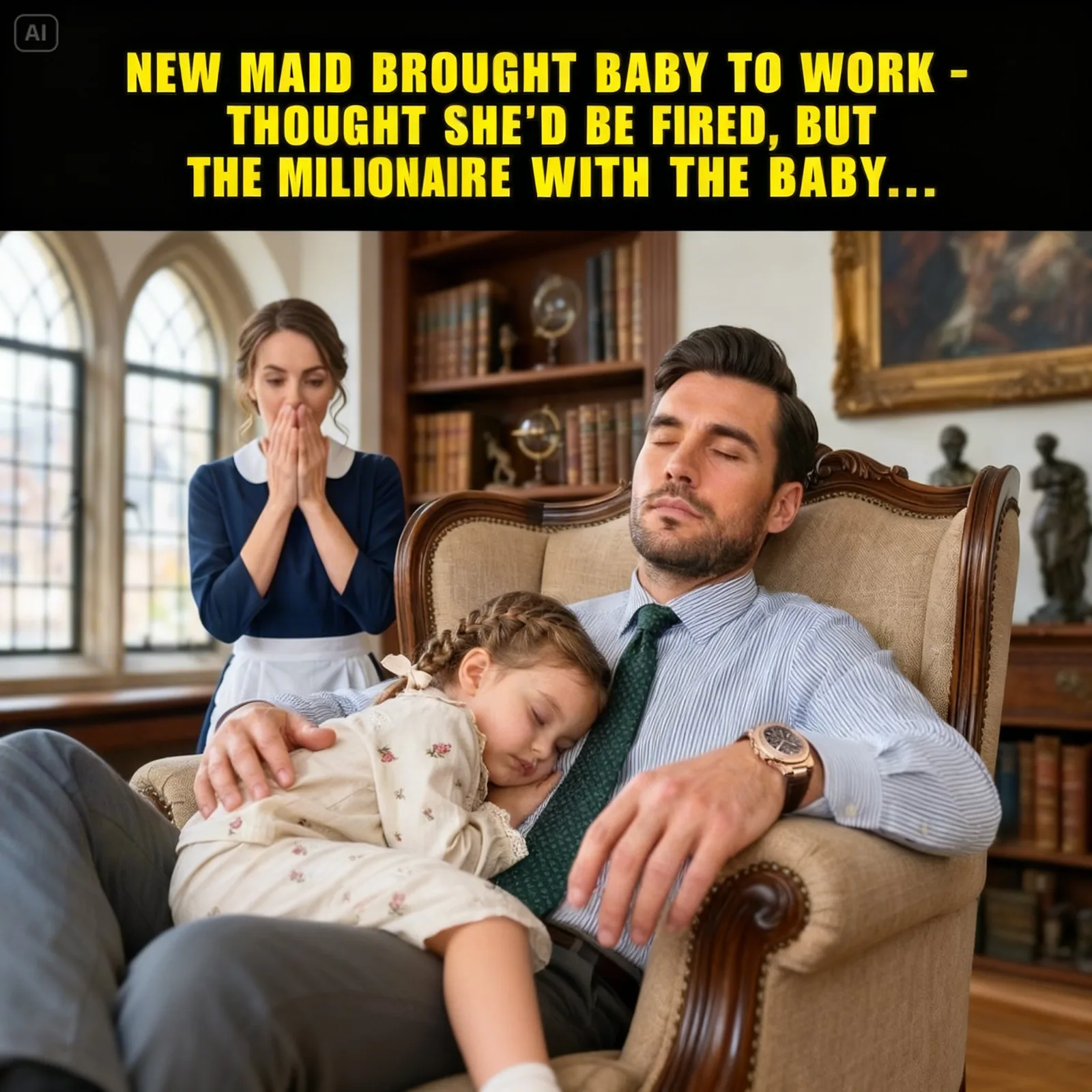She Hid Her Little Girl in the Mansion to Keep Her Job – Then Opened the Forbidden Office and Found the Millionaire Asleep With the Child on His Chest