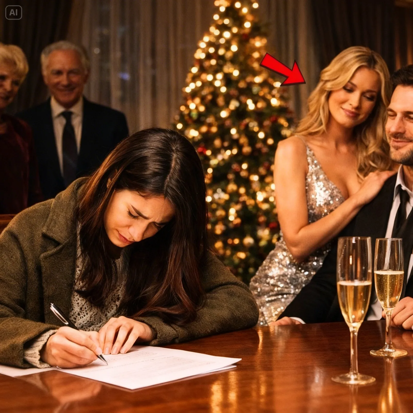 He Forced Her to Sign Divorce Papers at the Christmas Party – Minutes Later She Learned She Was the Billionaire’s Sole Heiress