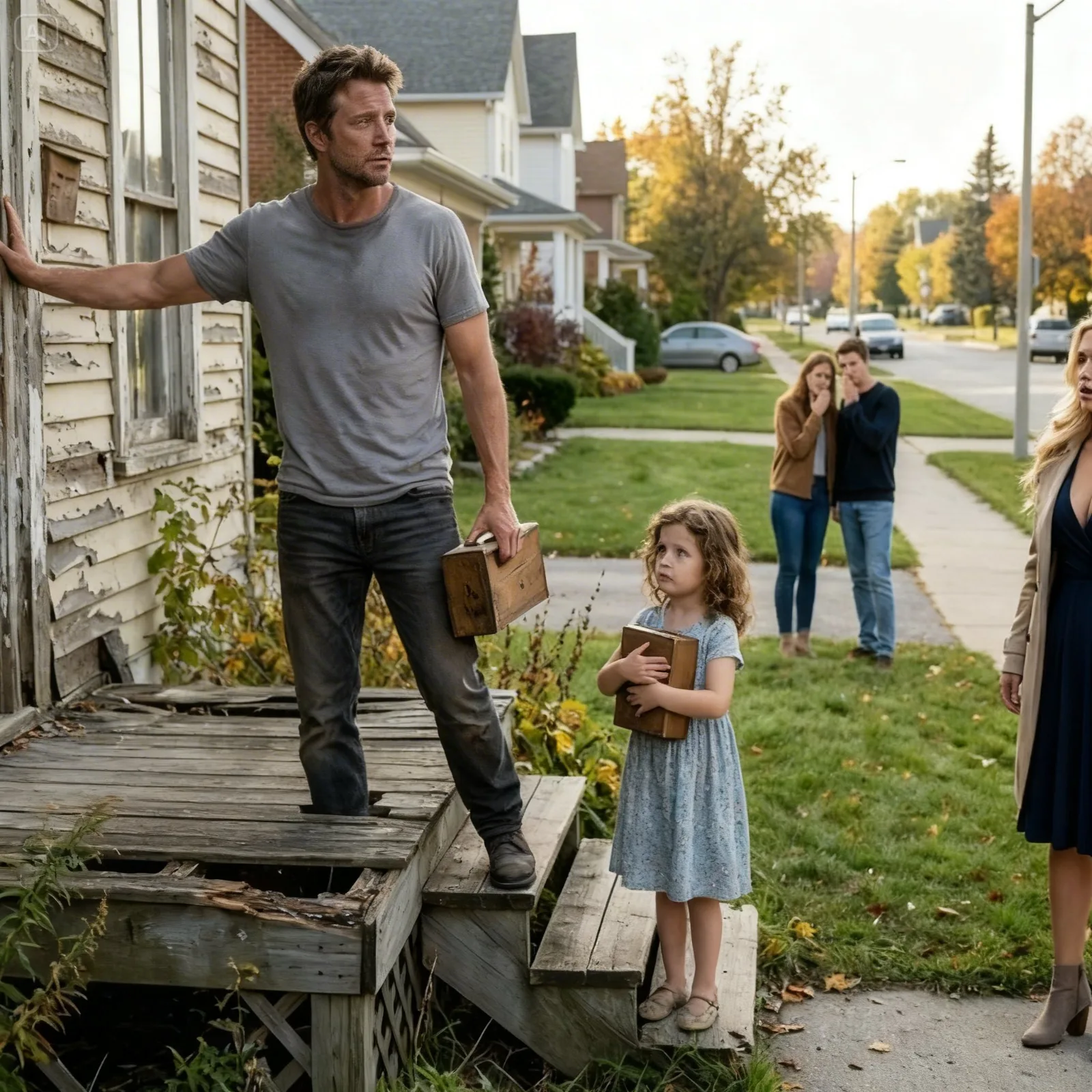 They Sneered at the Single Dad Who Bought the Cheapest House on the Block – Until He Told Them Who Was Waiting for His Daughter Inside