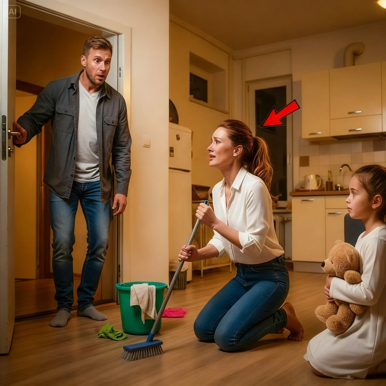 A Single Dad Came Home at Midnight and Found the CEO Who Ruined His Life Scrubbing His Kitchen Floor