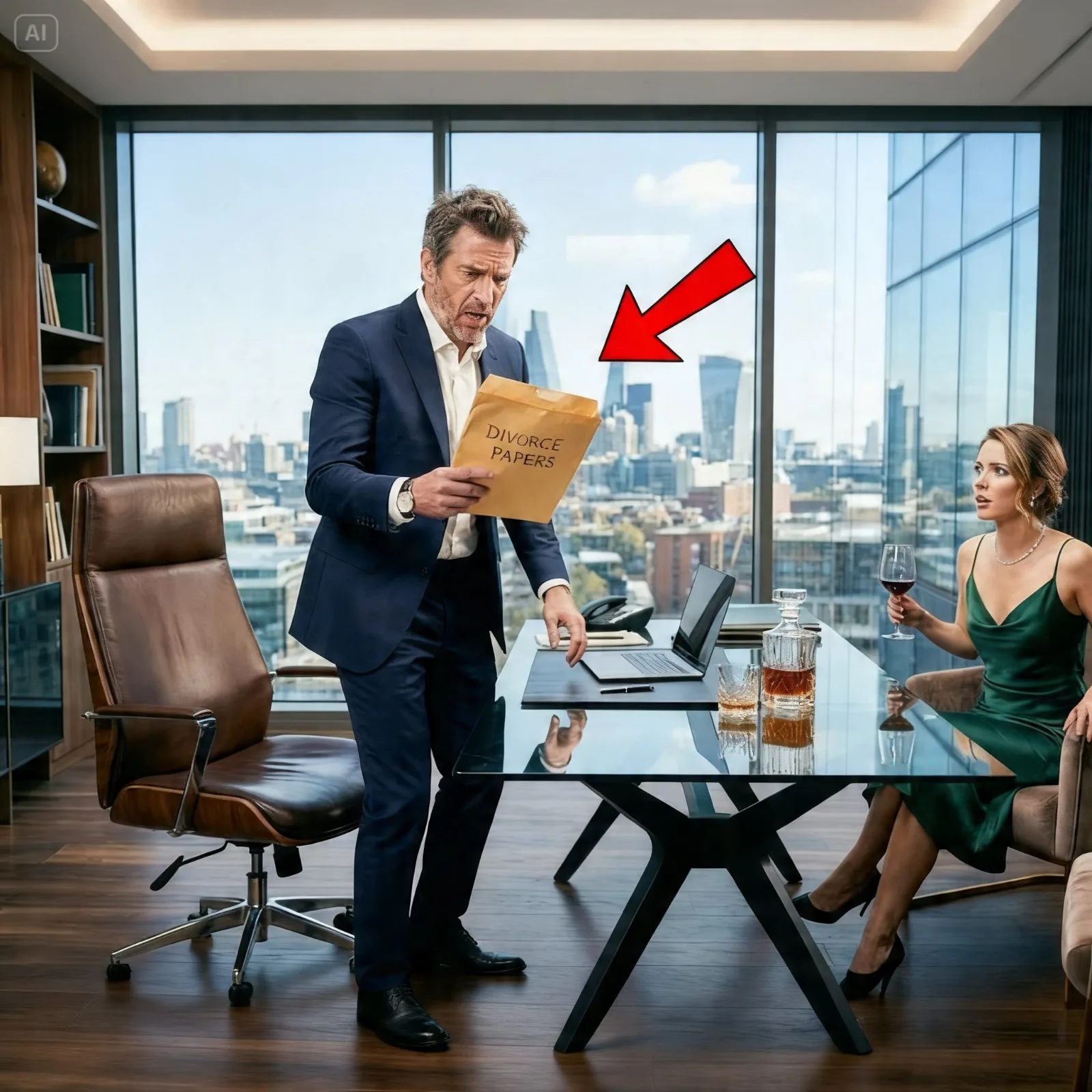 While He Sat With His Mistress, Divorce Papers from His Pregnant Wife Arrived at His Office