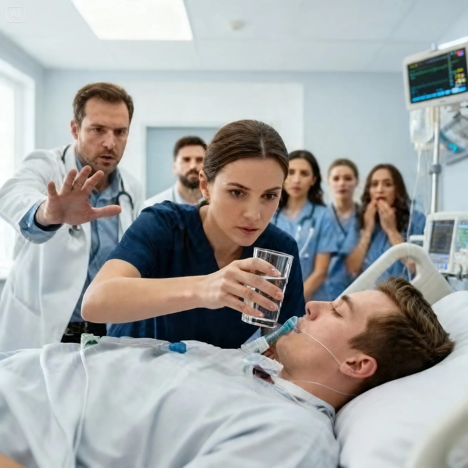 THE NURSE PICKED UP A GLASS OF WATER—AND EXPOSED WHAT THE HOSPITAL’S COO WAS TRYING TO HIDE