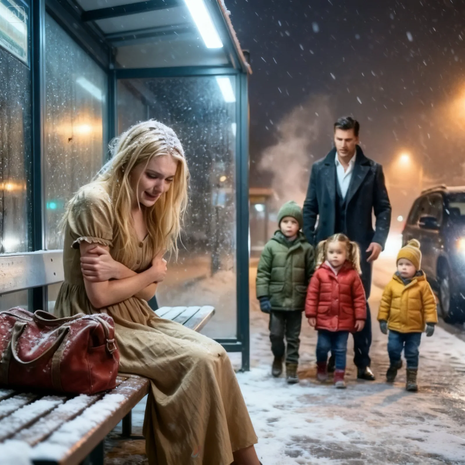 HER HUSBAND THREW HER OUT FOR BEING INFERTILE—THEN A SINGLE DAD FOUND HER FREEZING AT A BUS STOP