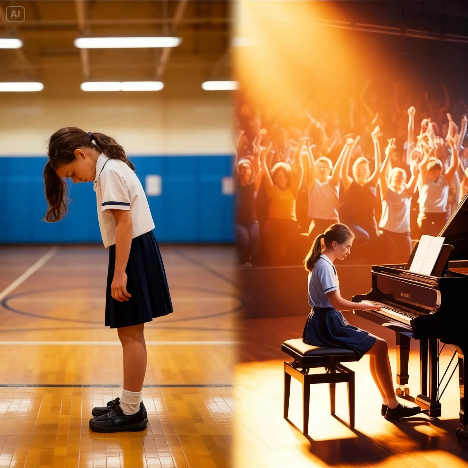 THEY PICKED HER LAST BECAUSE NO ONE WANTED HER—THEN SHE SAT AT THE PIANO AND LEFT THE WHOLE SCHOOL STANDING