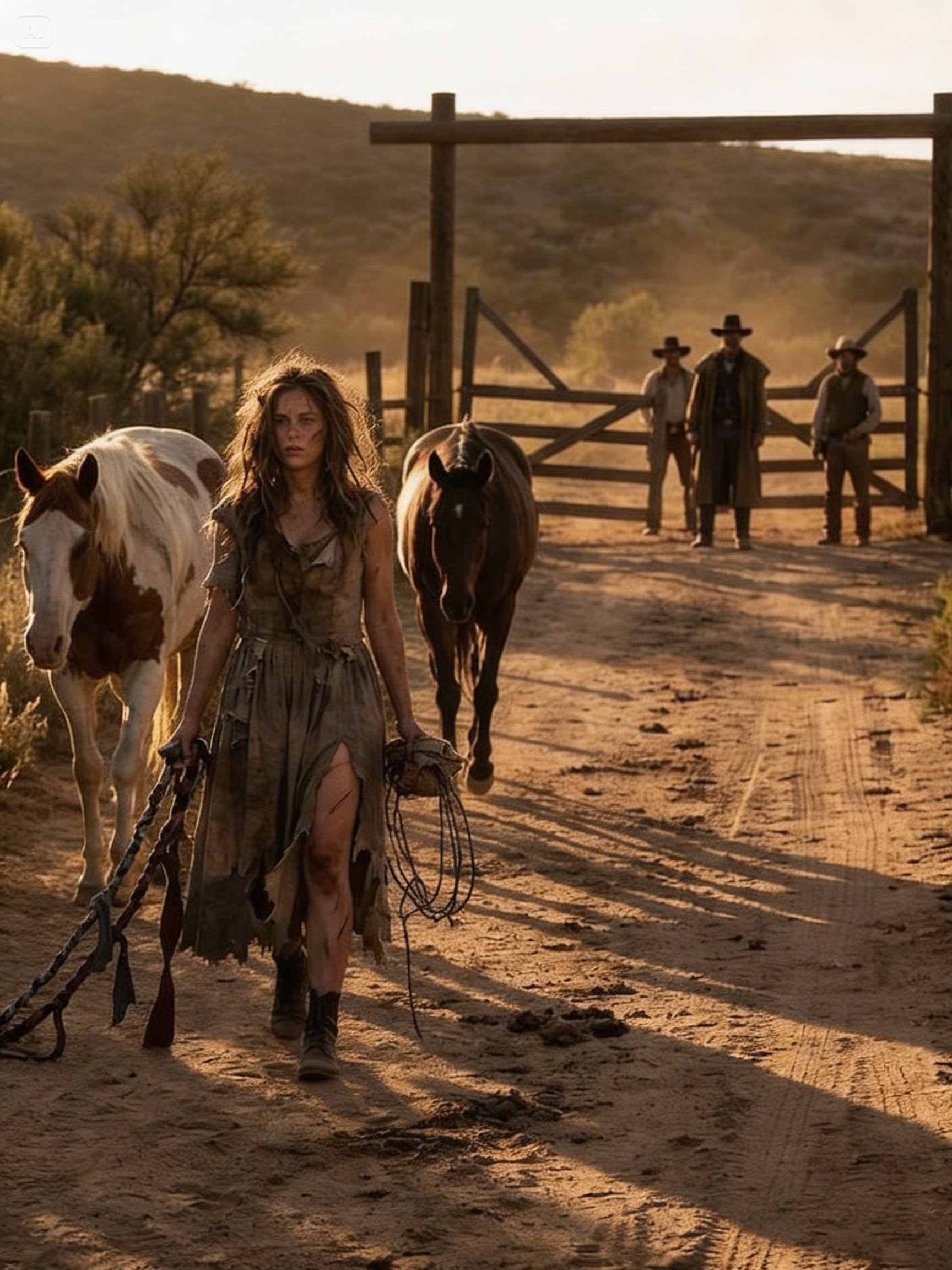 She Came Out of the Brush Limping — Leading the Three Horses His Rustlers Took