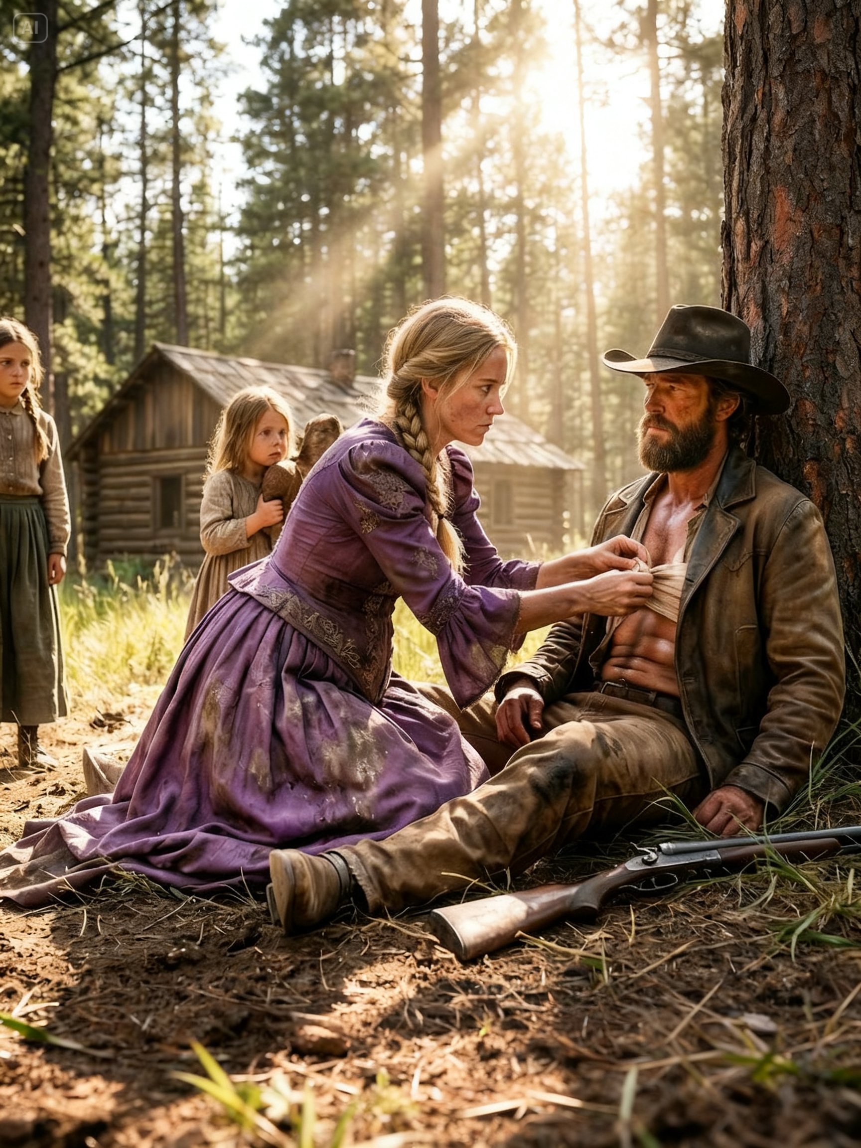 Pregnant Outcast Rescued a Dying Mountain Man and His Daughters—Love Was the Last Thing…