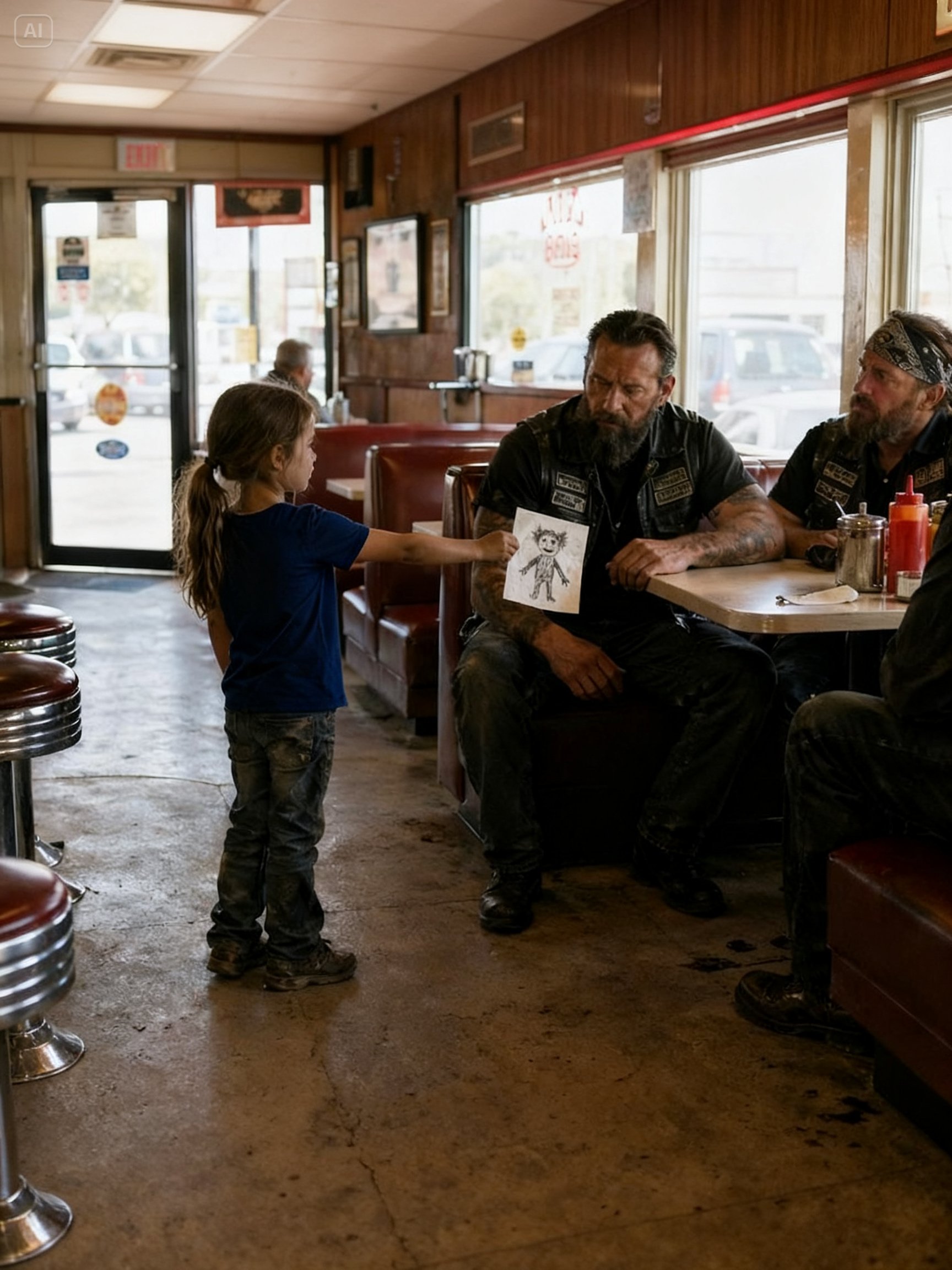 SHE HID HER EVIL STEPFATHER’S FACE INSIDE A NAPKIN – THEN 950 HELL’S ANGELS REALIZED THE CHILD WAS BEGGING FOR HELP