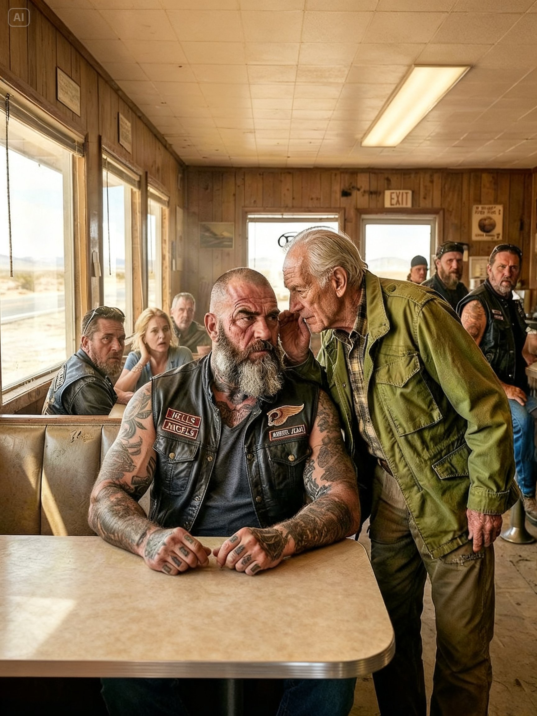I LEANED INTO A HELLS ANGELS GIANT AND WHISPERED MY GRANDSON’S NAME – WHAT HAPPENED NEXT FROZE THE ENTIRE DINER