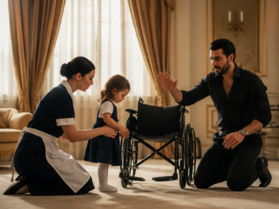 THE CRIME BOSS CAUGHT HIS MAID SECRETLY MAKING HIS PARALYZED DAUGHTER STAND AND RAISED A GUN—UNTIL THE LITTLE GIRL WHISPERED FIVE WORDS THAT EXPOSED THE REAL MONSTER HIDING INSIDE HIS HOUSE