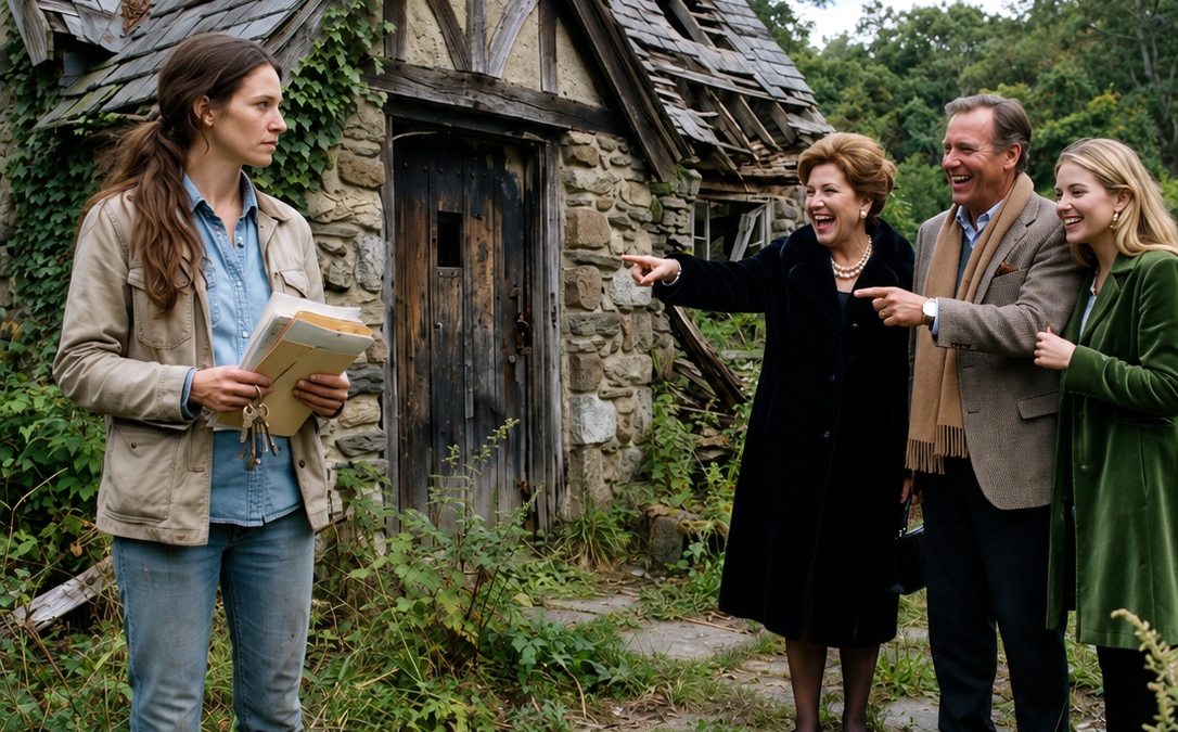 My Wealthy Family Mocked My $1 Ruined Cottage—Then the Hidden Door Beneath the Floor Revealed I Was Heir to Their Entire Fortune