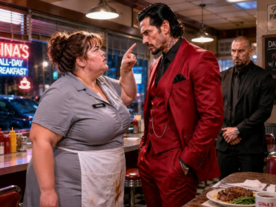 “YELL AT ME AGAIN AND YOU’LL REGRET IT,” THE PLUS-SIZE WAITRESS WARNED CHICAGO’S MOST FEARED CRIME BOSS—BUT WHEN HE SMILED, THE OLD MAN AT THE COUNTER QUIETLY REACHED BENEATH HIS COAT…