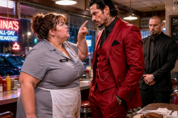 “YELL AT ME AGAIN AND YOU’LL REGRET IT,” THE PLUS-SIZE WAITRESS WARNED CHICAGO’S MOST FEARED CRIME BOSS—BUT WHEN HE SMILED, THE OLD MAN AT THE COUNTER QUIETLY REACHED BENEATH HIS COAT…
