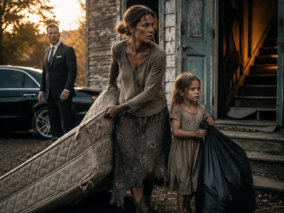 SHE CARRIED HER LAST MATTRESS ELEVEN BLOCKS WITH HER LITTLE GIRL—BUT THE BILLIONAIRE FOLLOWING THEM KNEW THE ABANDONED HOUSE HELD SOMETHING HE NEVER DARED OPEN