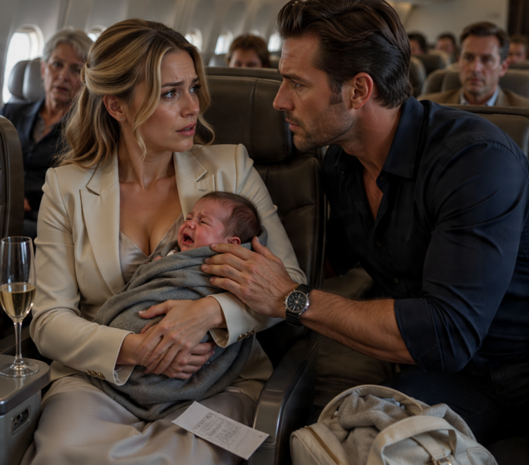 I LEFT ECONOMY TO CALM A CEO’S SCREAMING BABY IN FIRST CLASS — THEN SHE LOOKED AT ME LIKE I WAS HOLDING MORE THAN HER SON