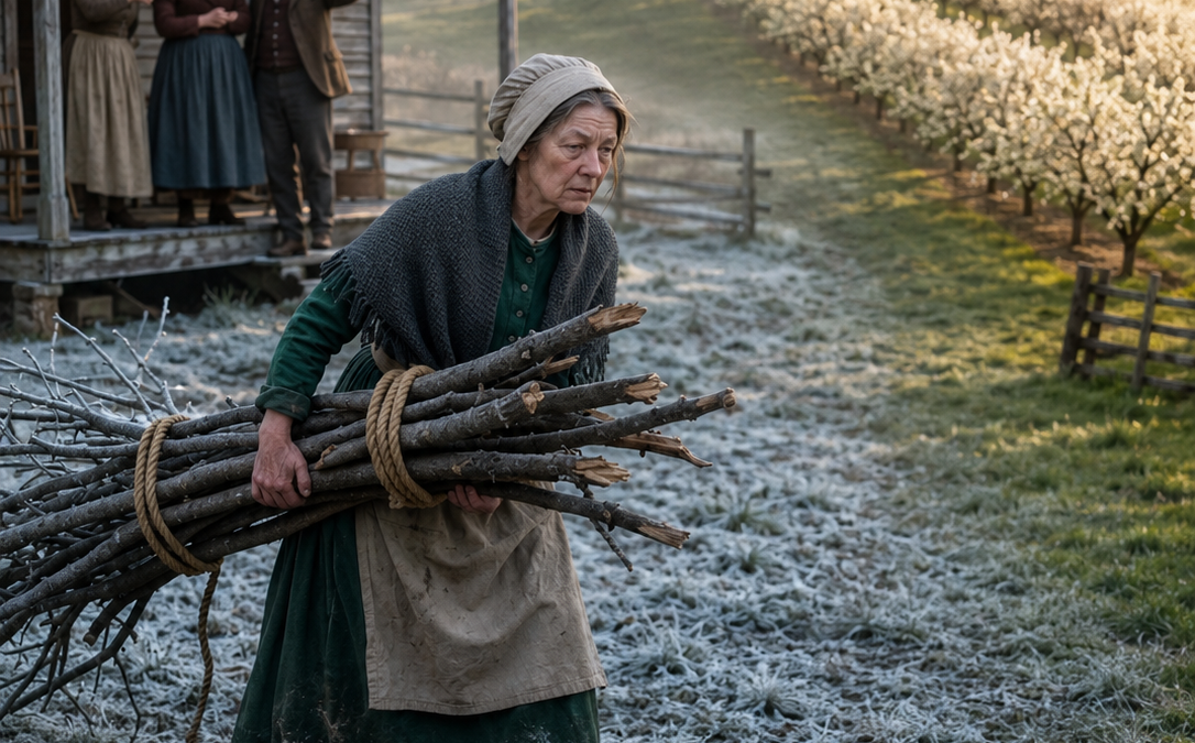 Everyone Laughed When a Widow Gathered Fallen Branches… Until They Saw Her Orchard