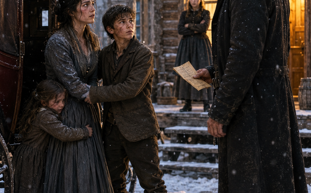 The Mail-Order Bride Arrived With Two Frightened Children, and the Mountain Man Chose Them Before He Knew the Warrant Following Her