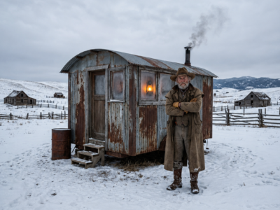 He Moved His Family Into an Abandoned Sheep Wagon — Locked the Door and Held Heat at 50