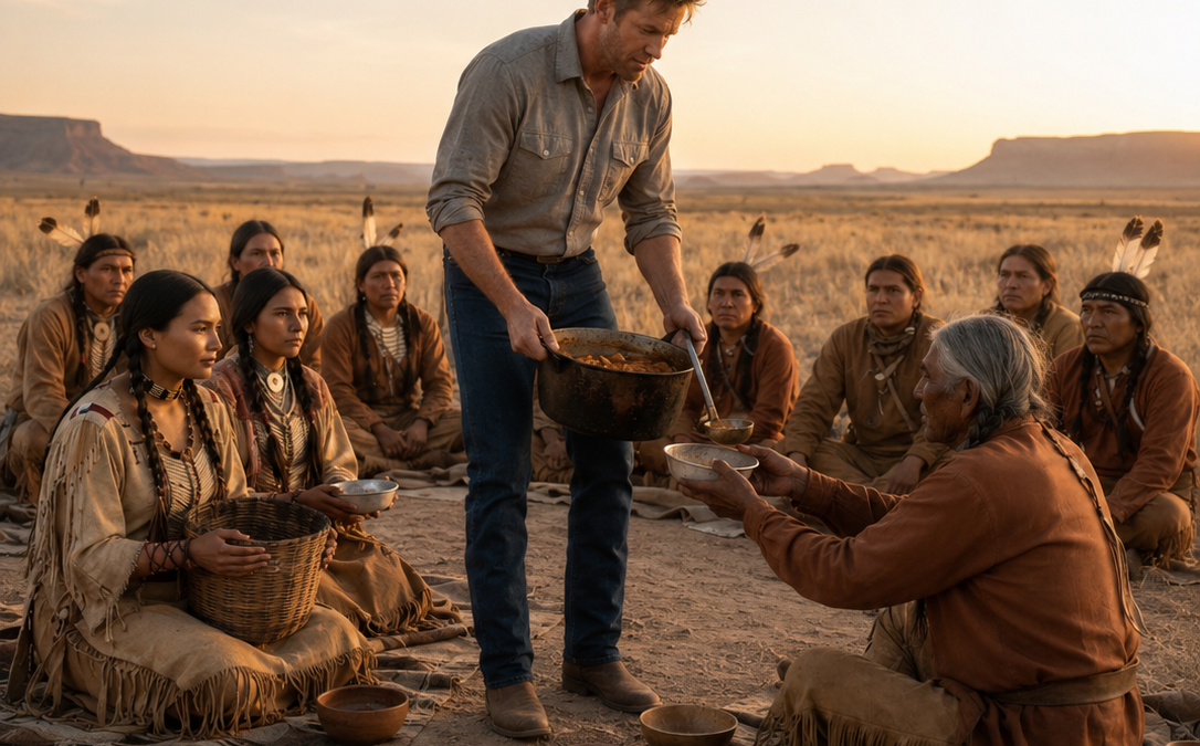 The lonely rancher shared his table with the Apache strangers everyone feared—but the bride who arrived by train made him risk far more than his life