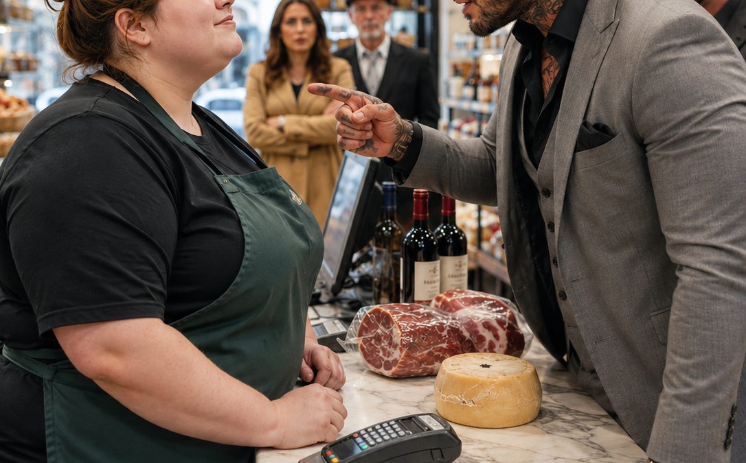 The Mafia Boss Mocked the Chubby Cashier in Italian—She Smiled and Exposed His Biggest Secret